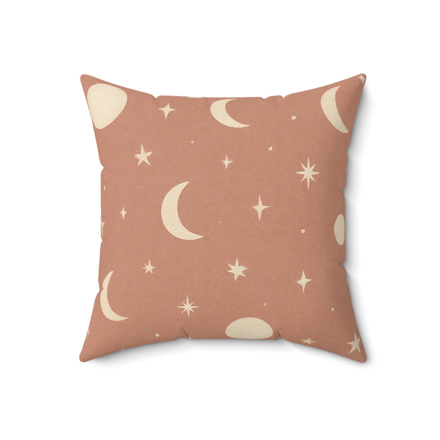 Blush Moon & Stars Throw Pillow - Celestial Boho Decorative Cushion with Double-Sided Print