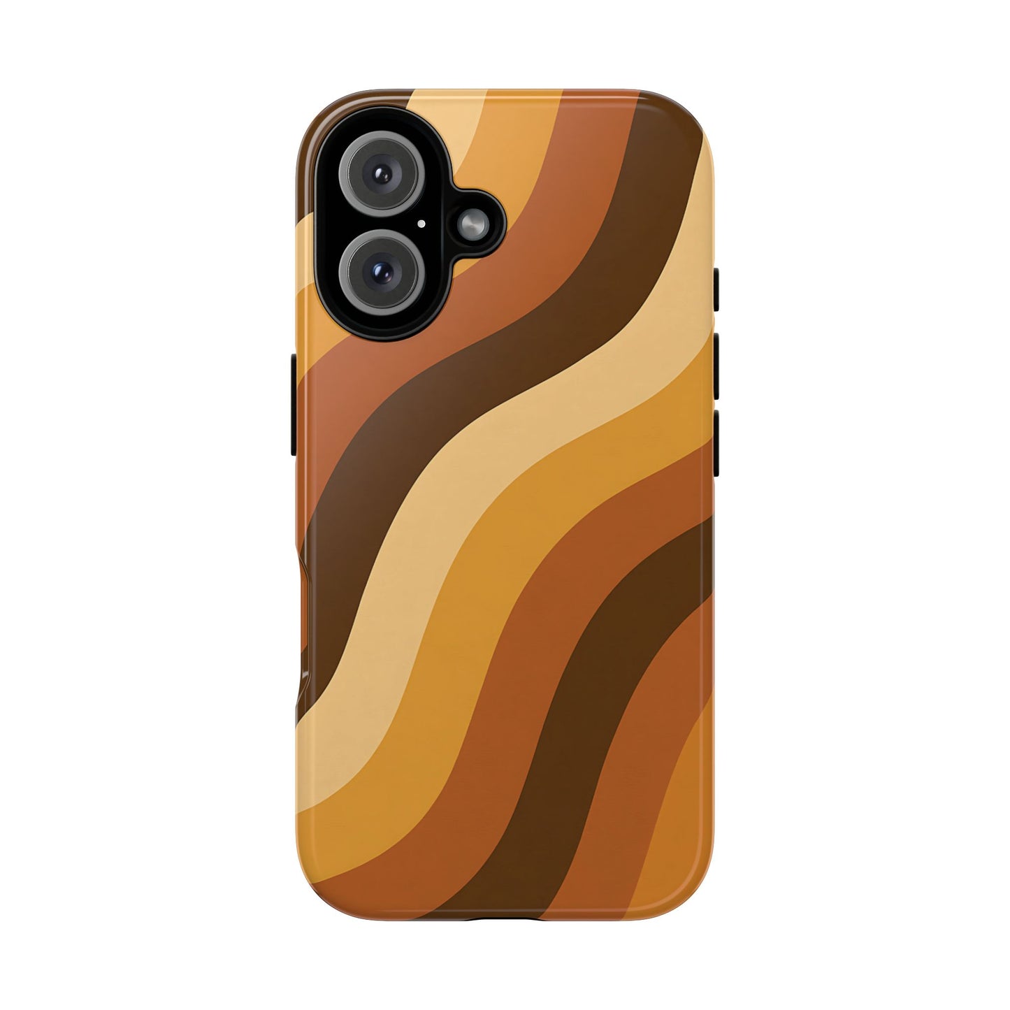 Retro Wave Stripes iPhone Case – 70s-Inspired Earth Tone Swirl Design