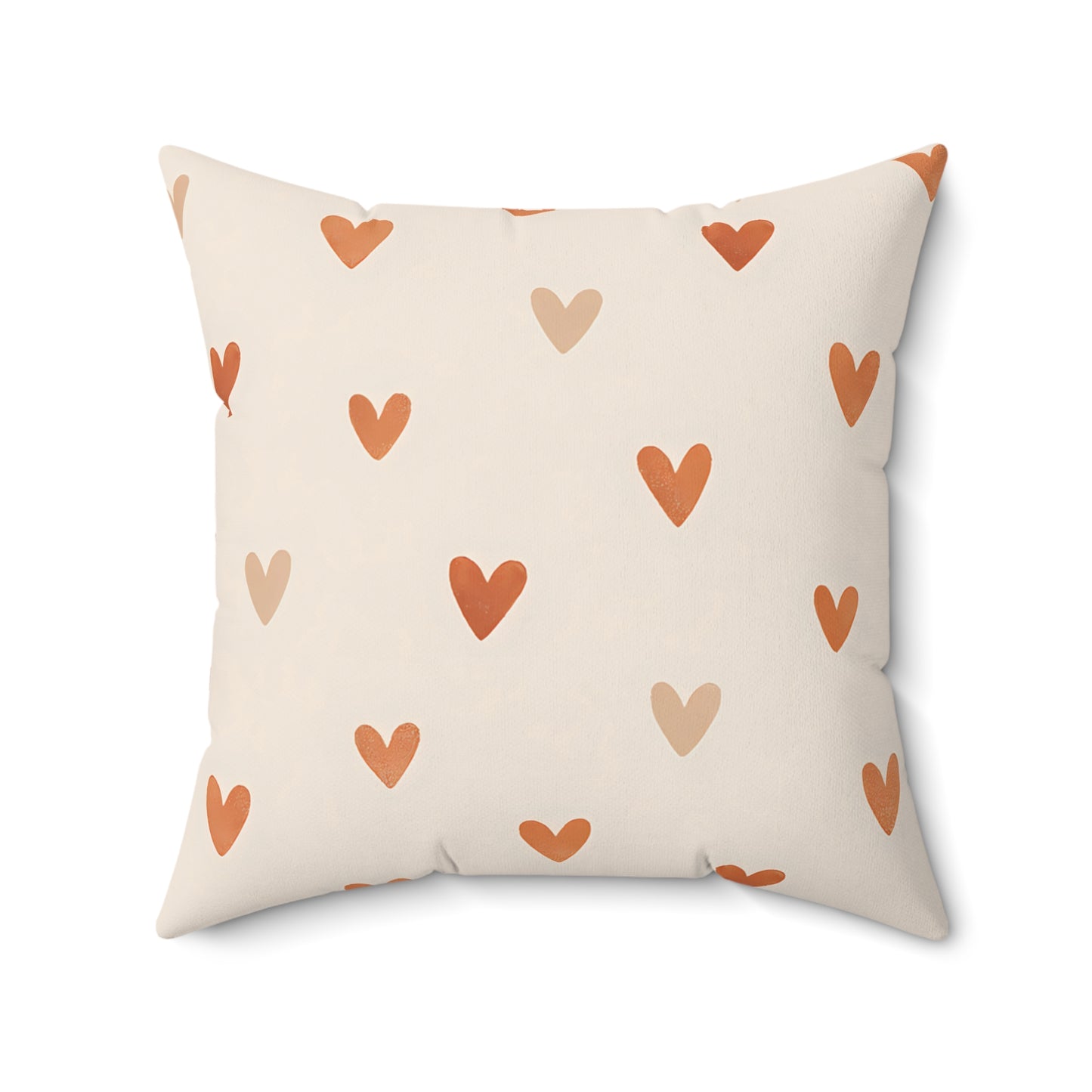 Terracotta Heart Print Throw Pillow – Minimalist Boho Cushion with Double-Sided Design, Multiple Sizes