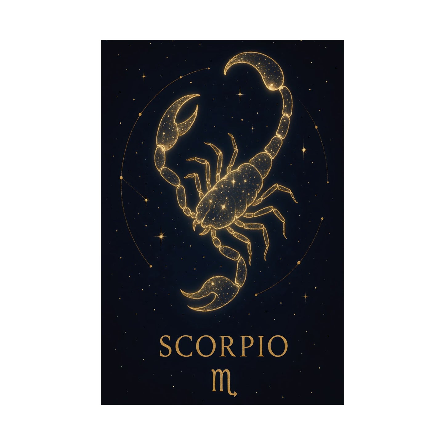 Scorpio Zodiac Constellation Matte Poster – Golden Scorpion Astrology Wall Art Print (Multiple Sizes)