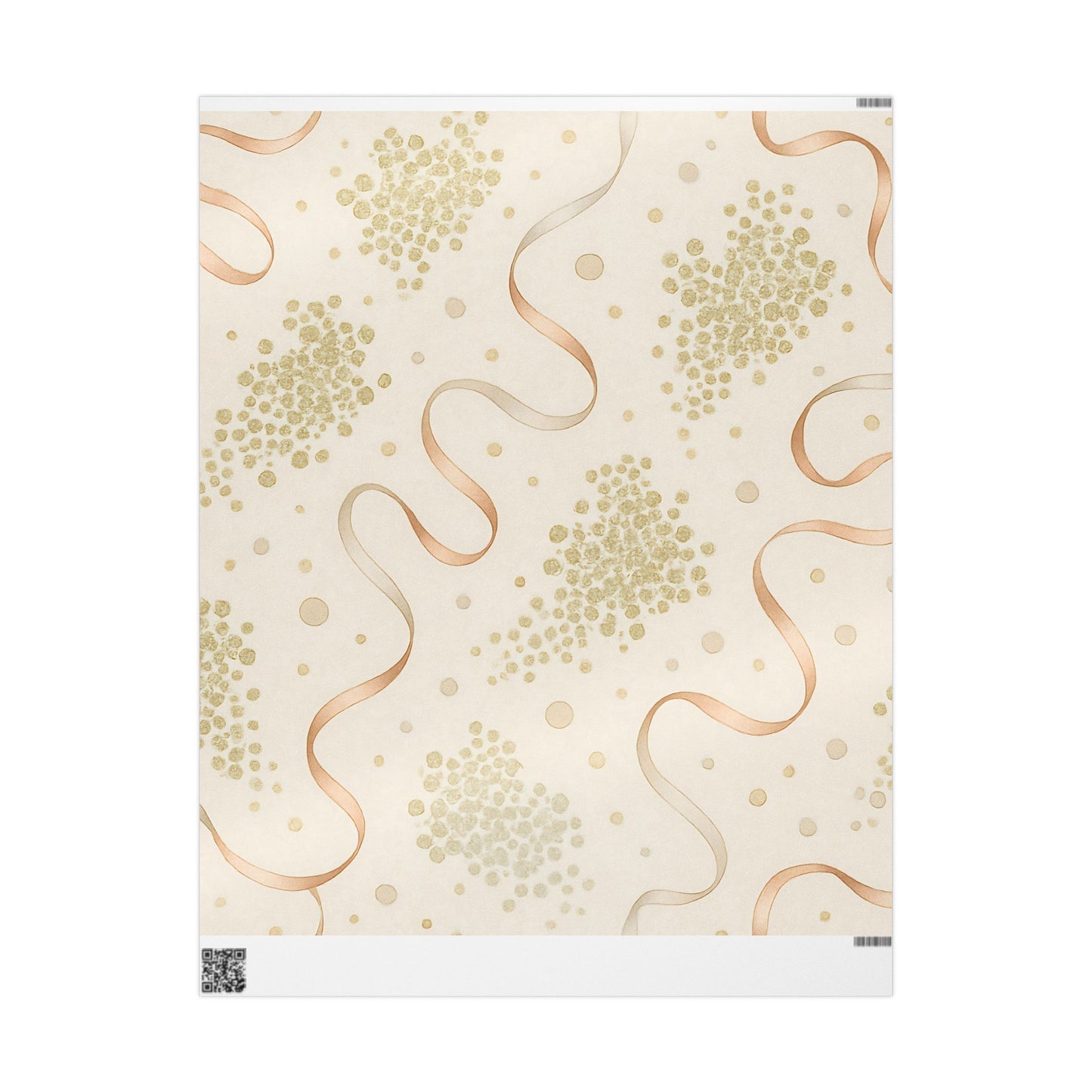 Elegant Gold Confetti & Ribbon Wrapping Paper – Luxurious Gift Wrap in Glossy or Matte Finish