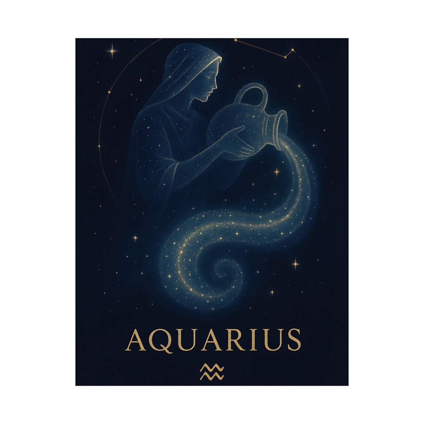 Aquarius Zodiac Constellation Matte Poster – Celestial Water Bearer Astrology Wall Art Print (Multiple Sizes)