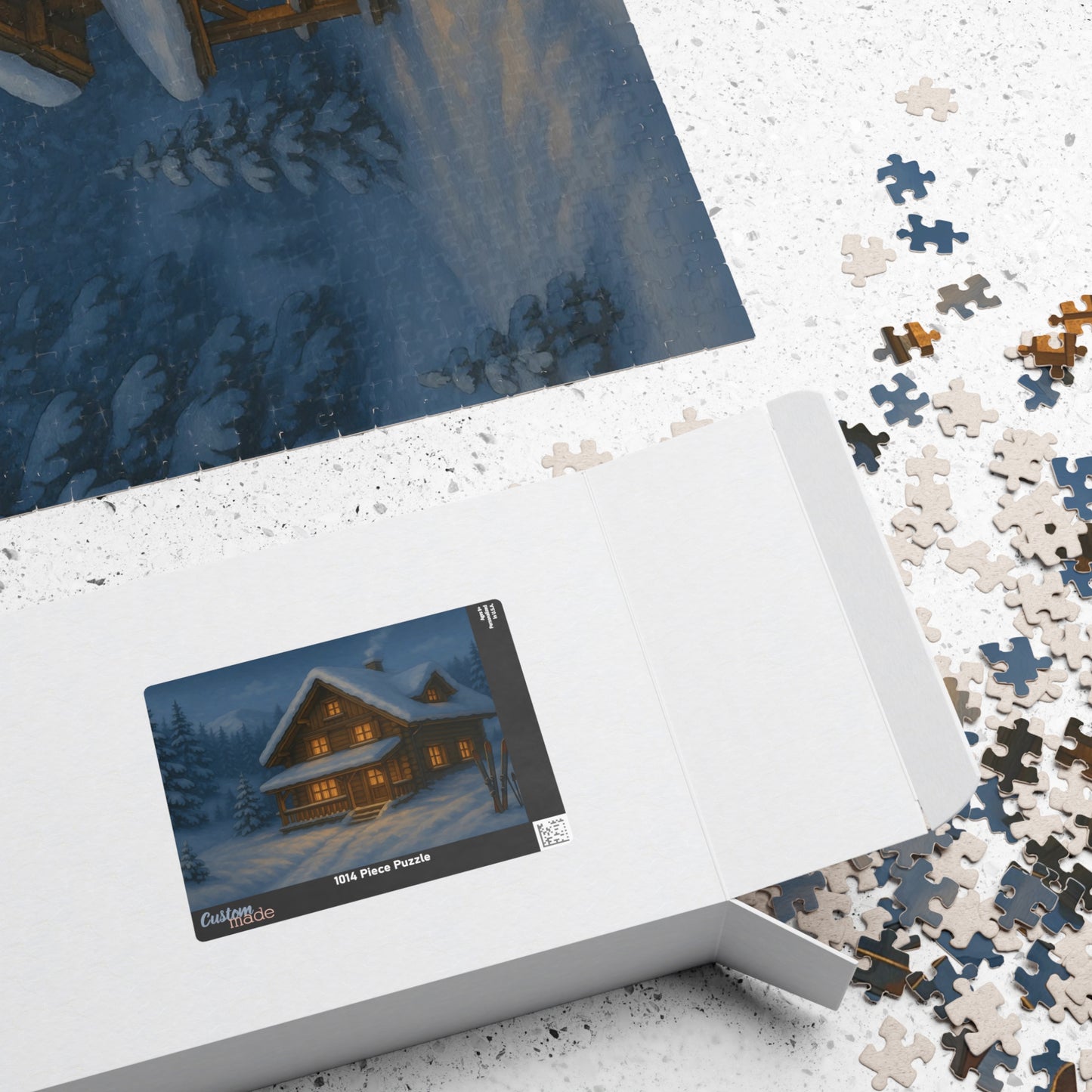 Cozy Winter Cabin Jigsaw Puzzle – Snowy Chalet at Night