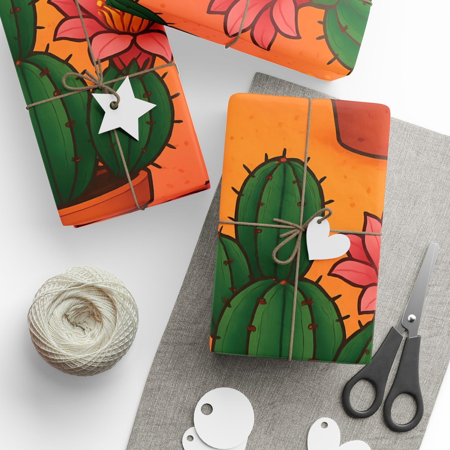 Cactus Bloom Wrapping Paper – Vibrant Desert Succulent Design in Terracotta Pots