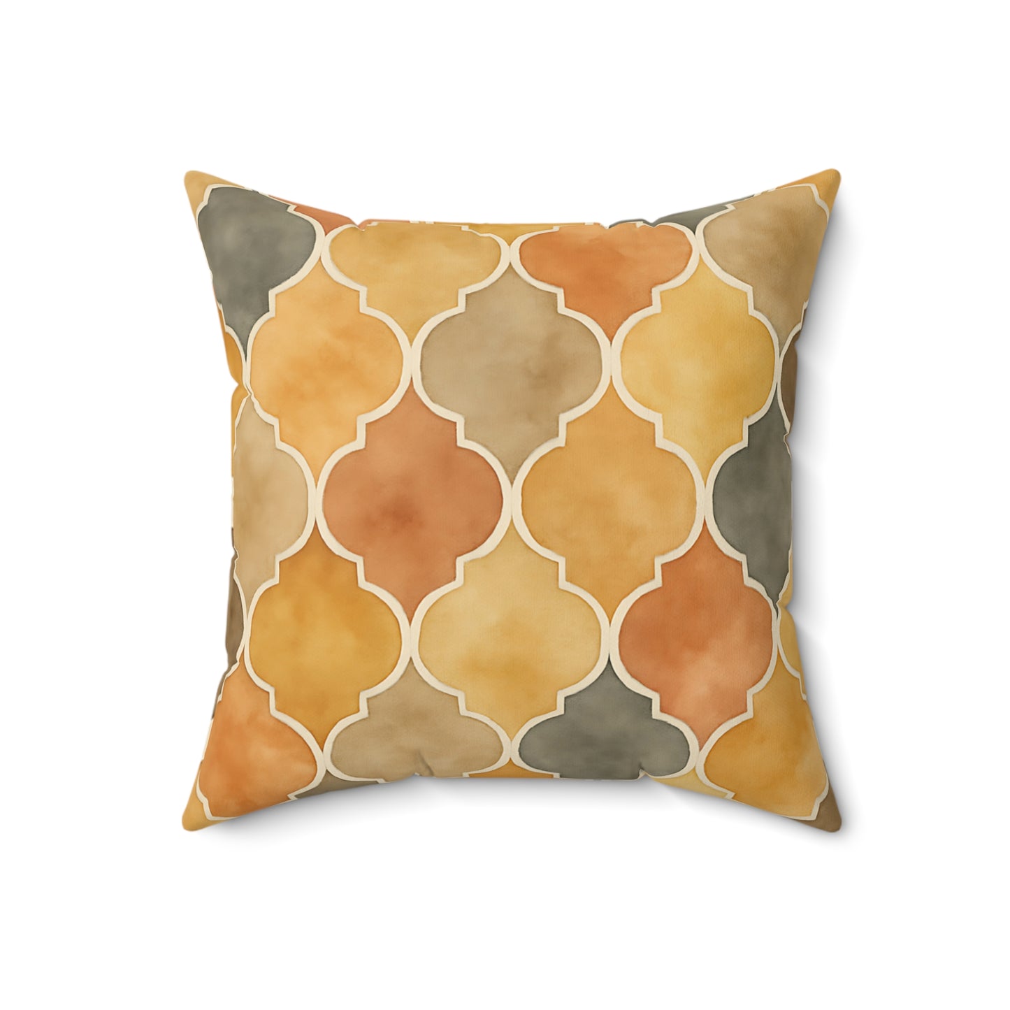 Warm Moroccan Tile Throw Pillow - Earth-Toned Decorative Cushion with Double-Sided Print