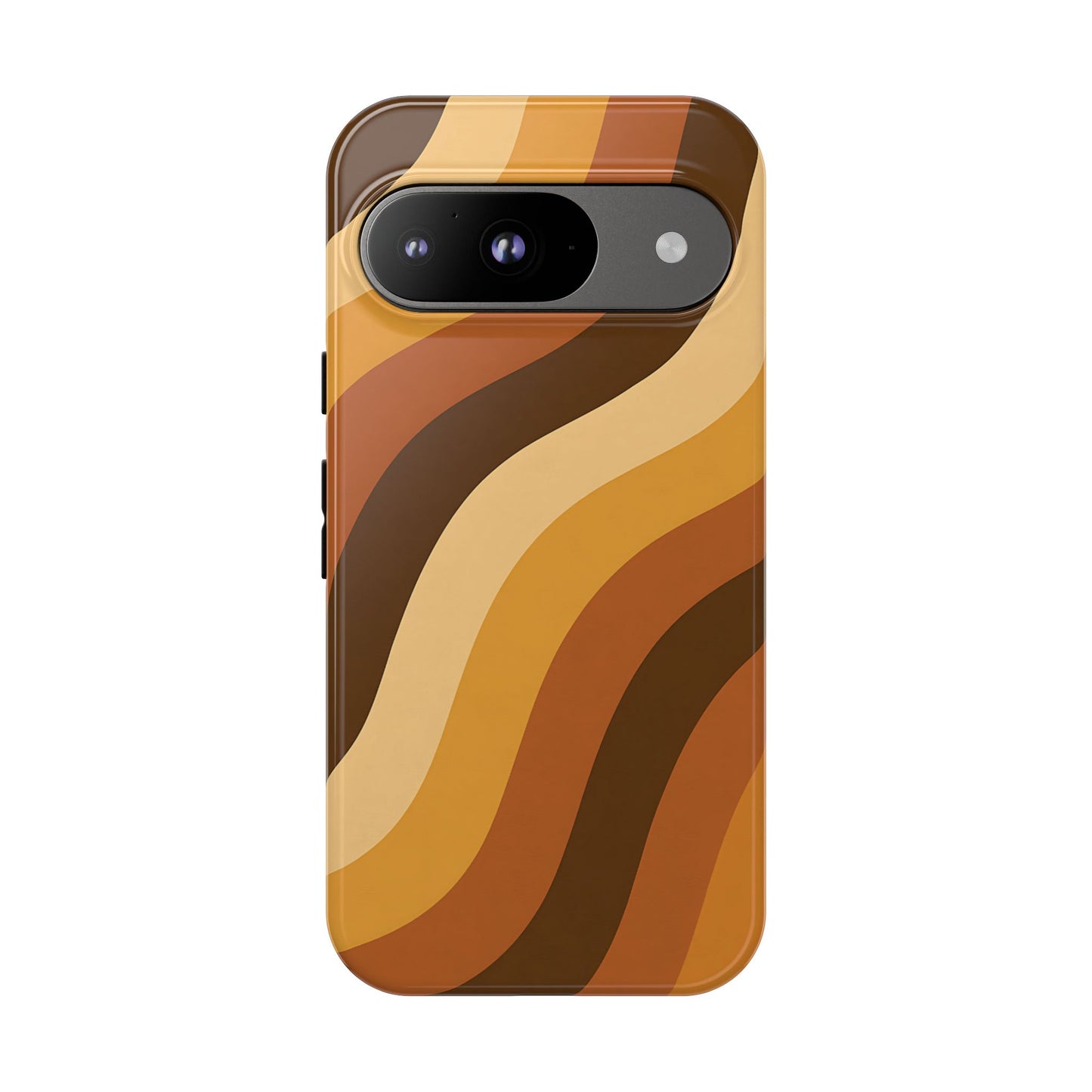 Retro Wave Stripes iPhone Case – 70s-Inspired Earth Tone Swirl Design