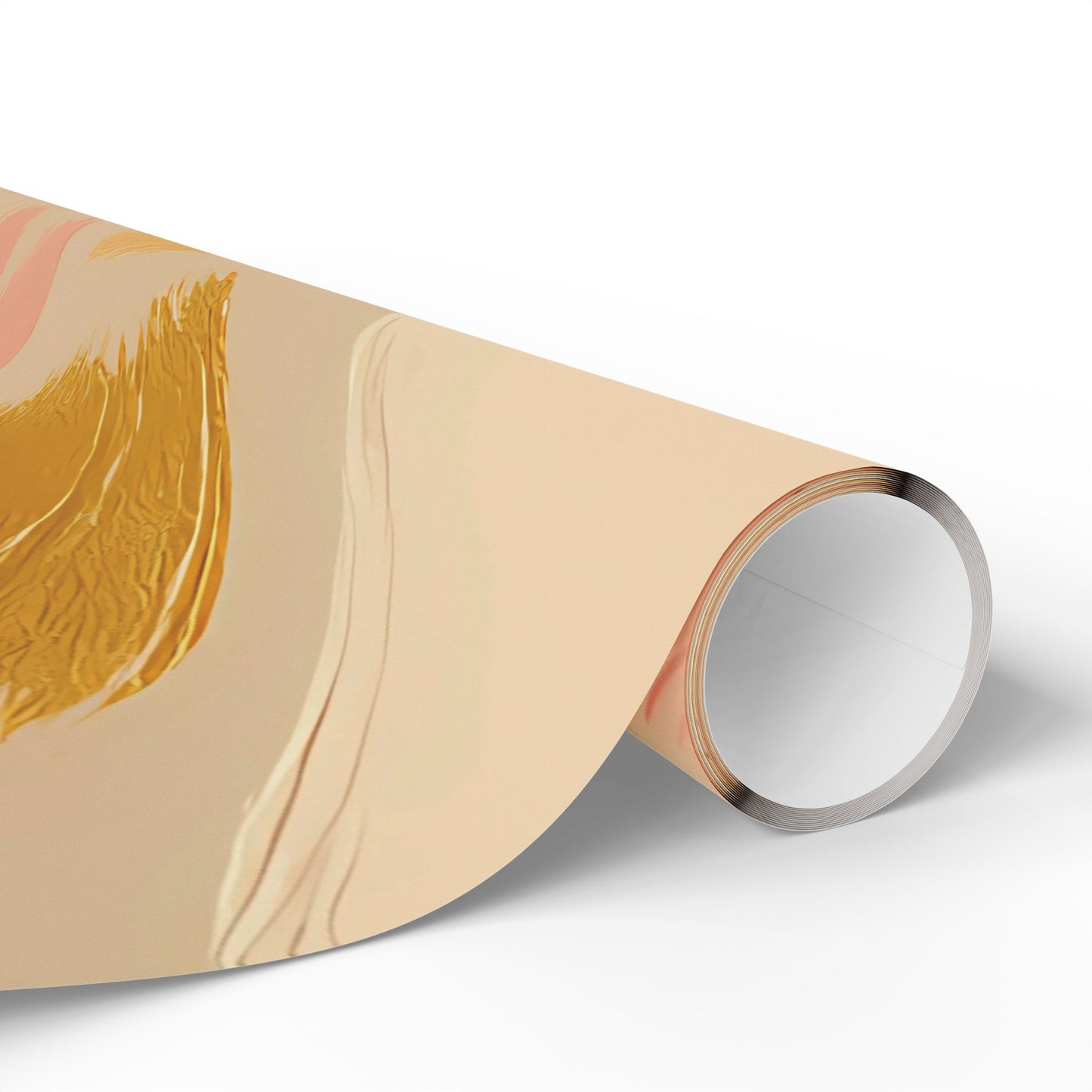 Golden Blush Brushstroke Wrapping Paper – Luxurious Abstract Gift Wrap