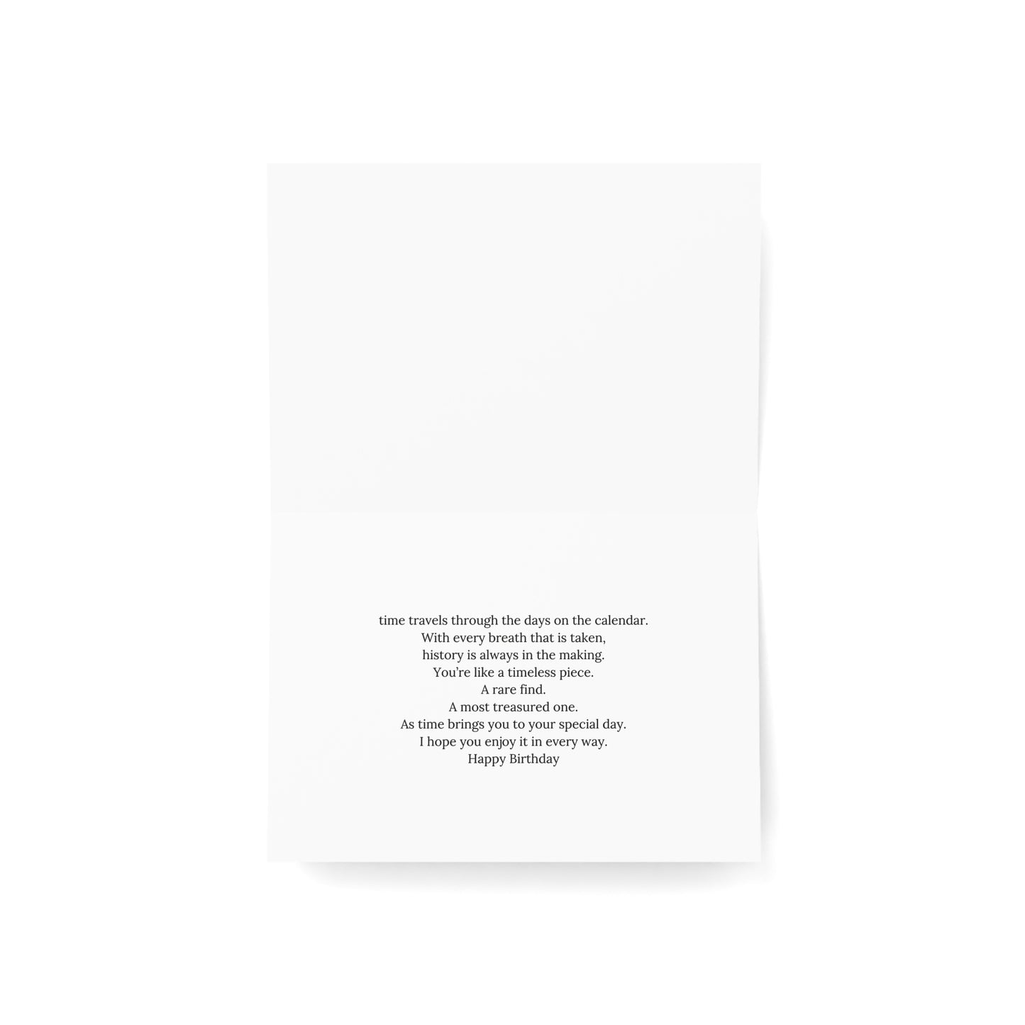Timeless Clock Birthday Card – Elegant Greeting with Envelope