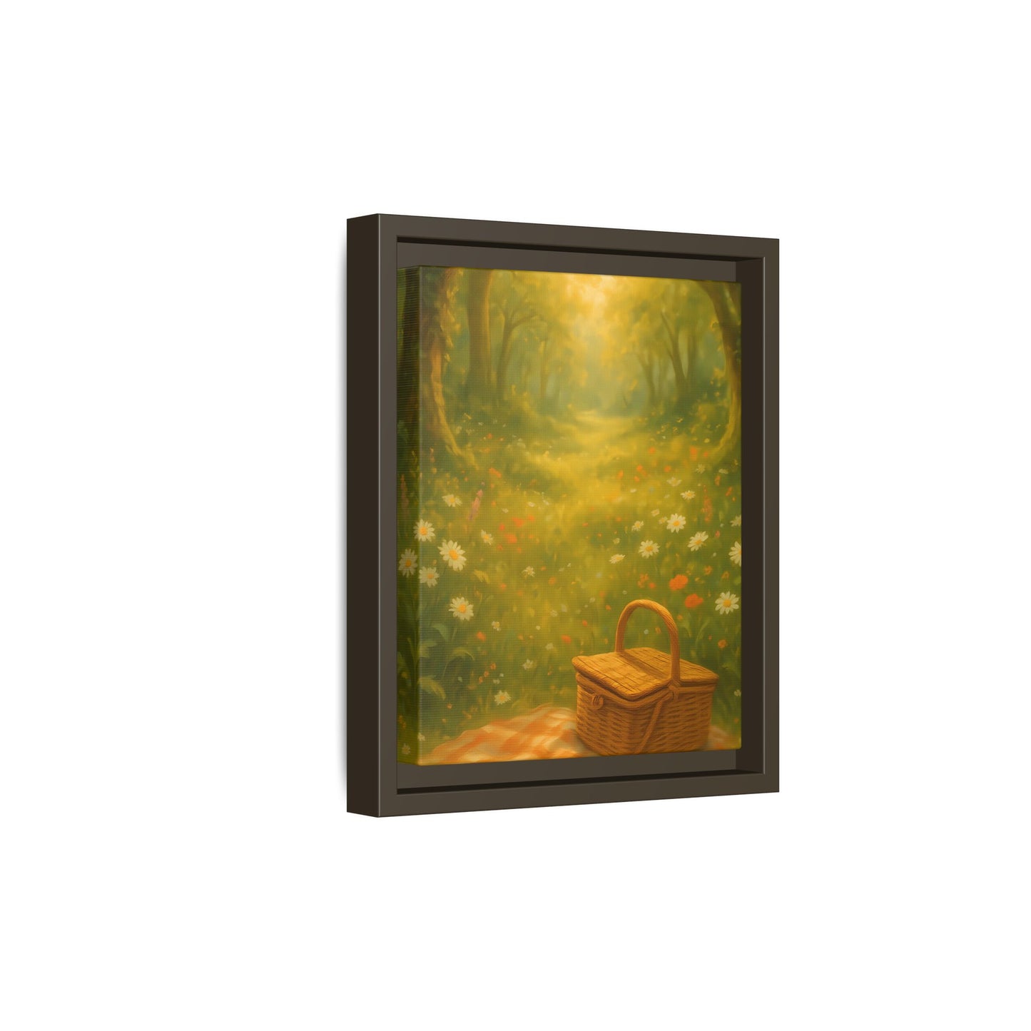 Golden Meadow Picnic Path – Framed Matte Canvas Wall Art