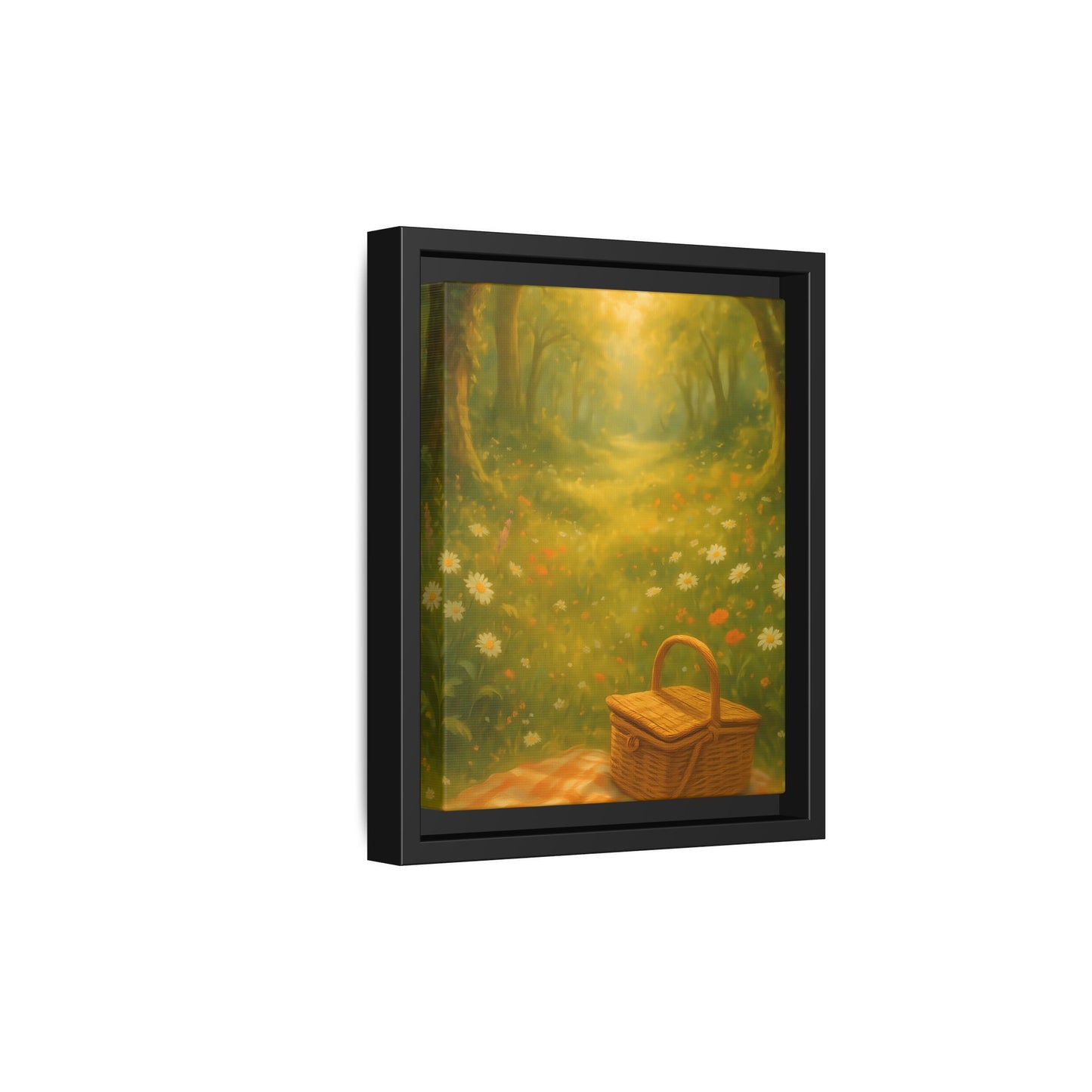 Golden Meadow Picnic Path – Framed Matte Canvas Wall Art