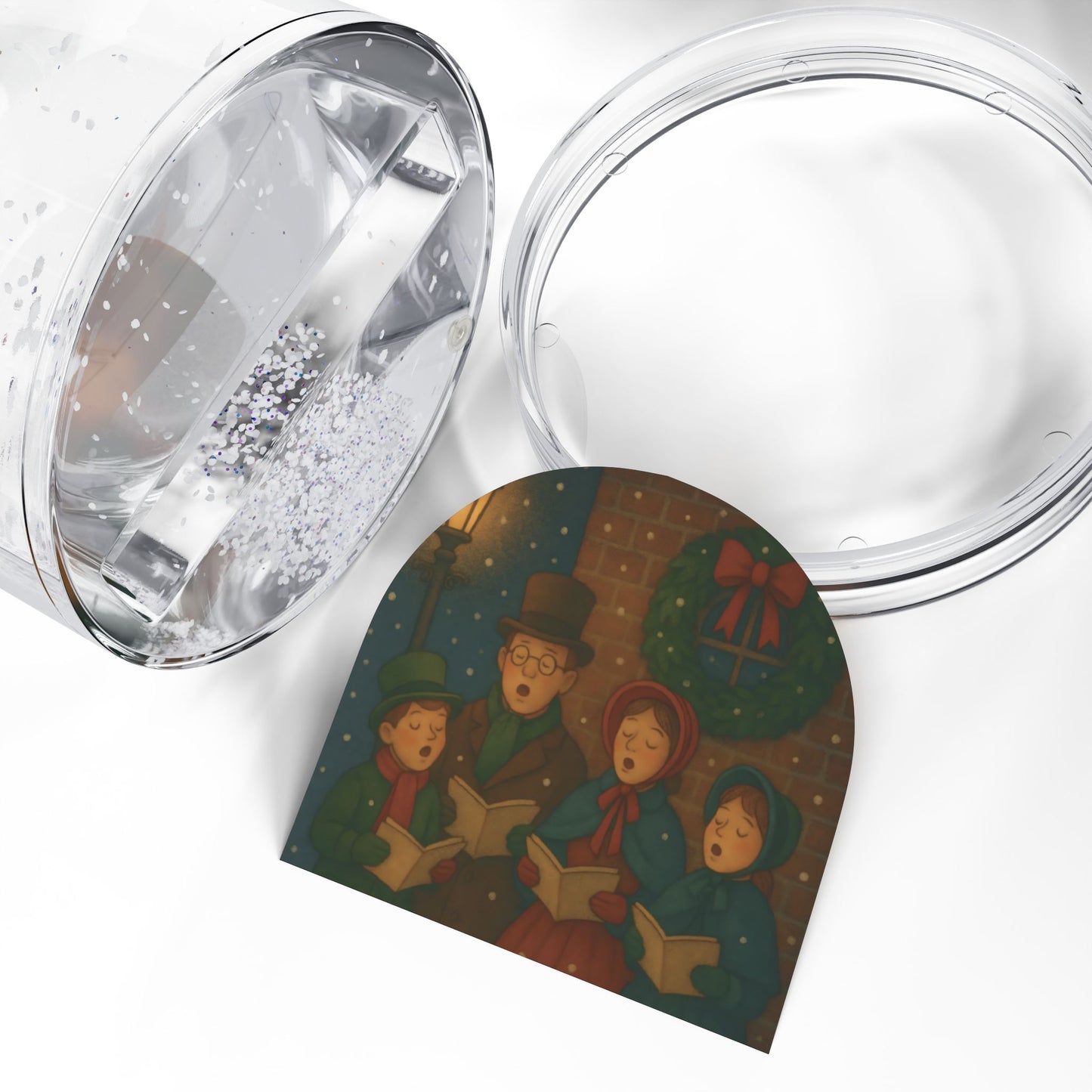 Victorian Carolers Snow Globe – Classic Holiday Scene with Two-Sided Print