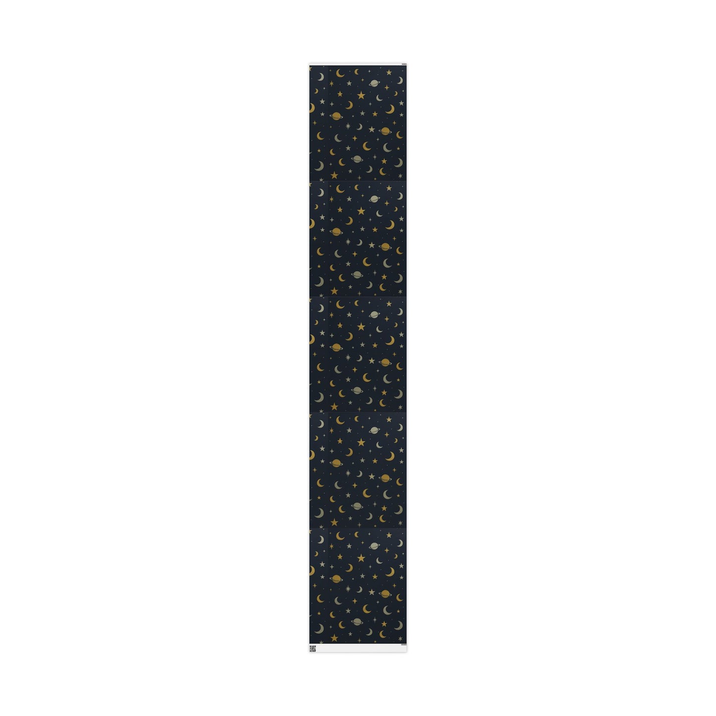 Celestial Night Sky Wrapping Paper – Moons, Stars & Planets on Midnight Blue