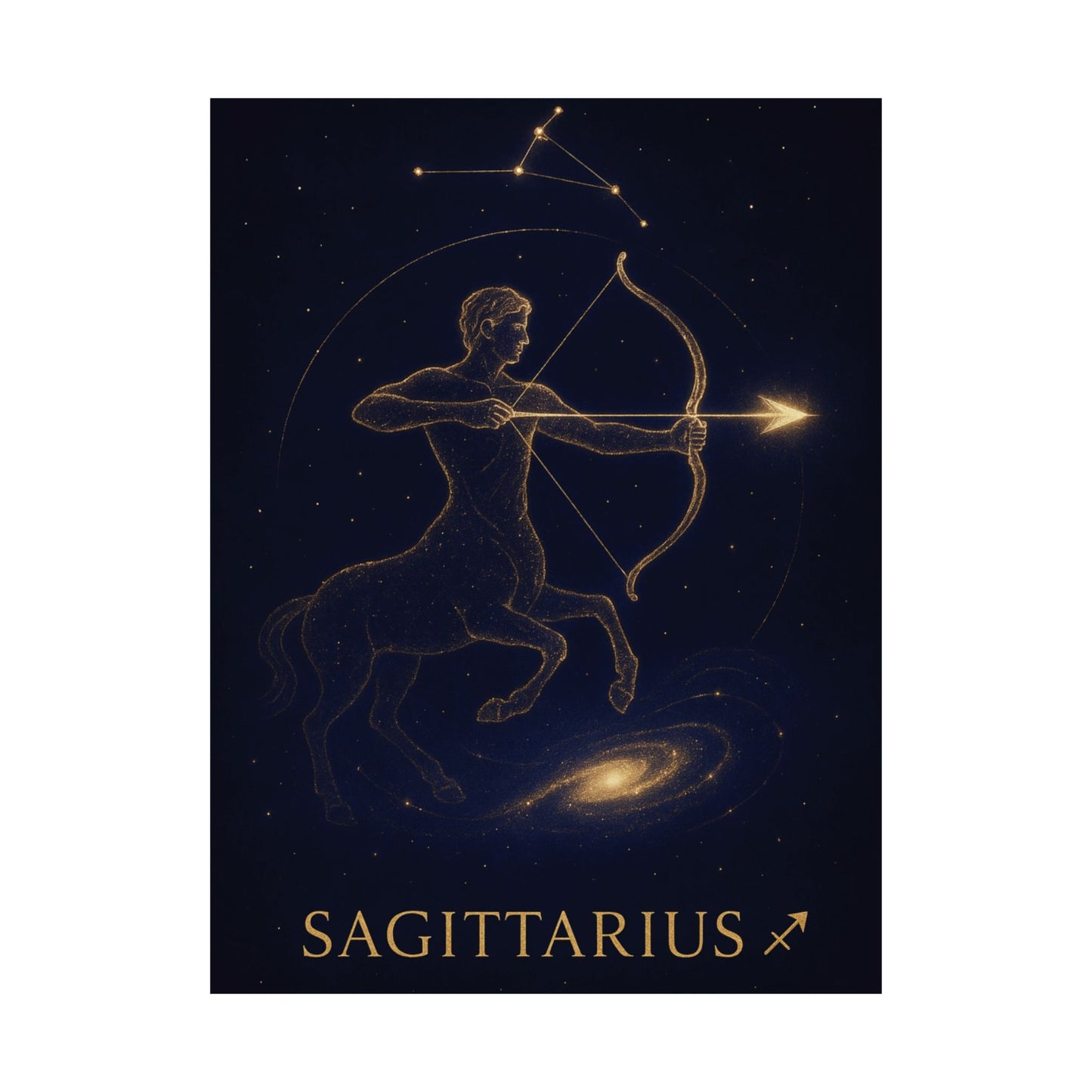 Sagittarius Zodiac Constellation Matte Poster – Golden Archer Astrology Wall Art Print (Multiple Sizes)