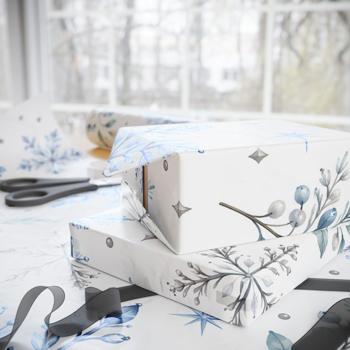 Blue Snowflake Wrapping Paper