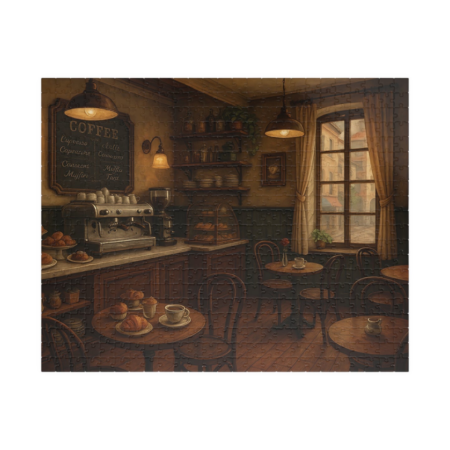 Cozy Parisian Café Jigsaw Puzzle – Coffee & Croissants
