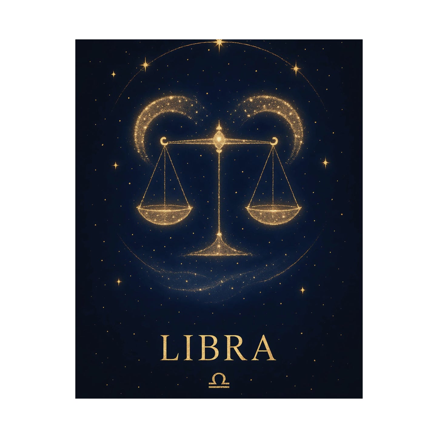 Libra Zodiac Constellation Matte Poster – Golden Scales Astrology Wall Art Print (Multiple Sizes)