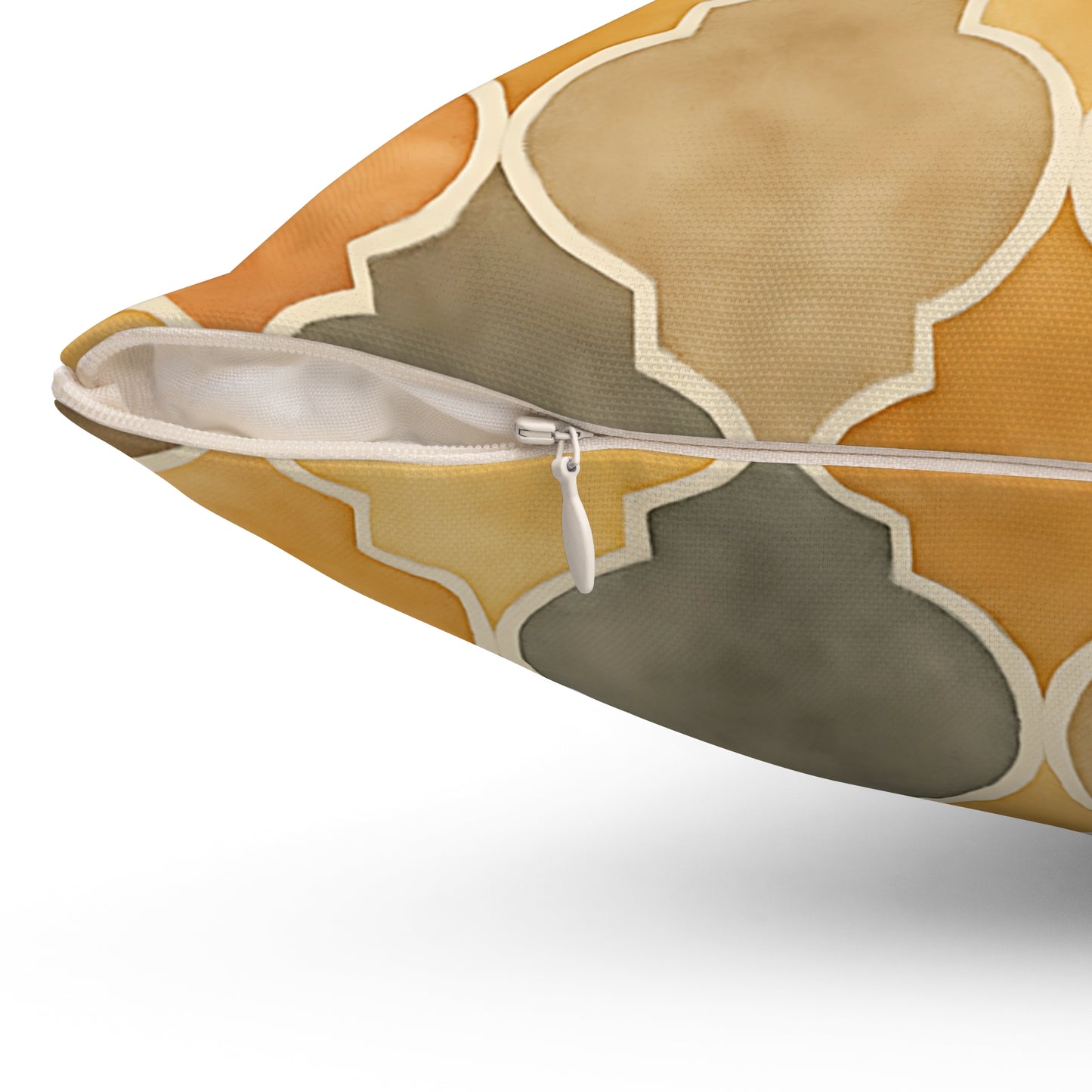 Warm Moroccan Tile Throw Pillow - Earth-Toned Decorative Cushion with Double-Sided Print