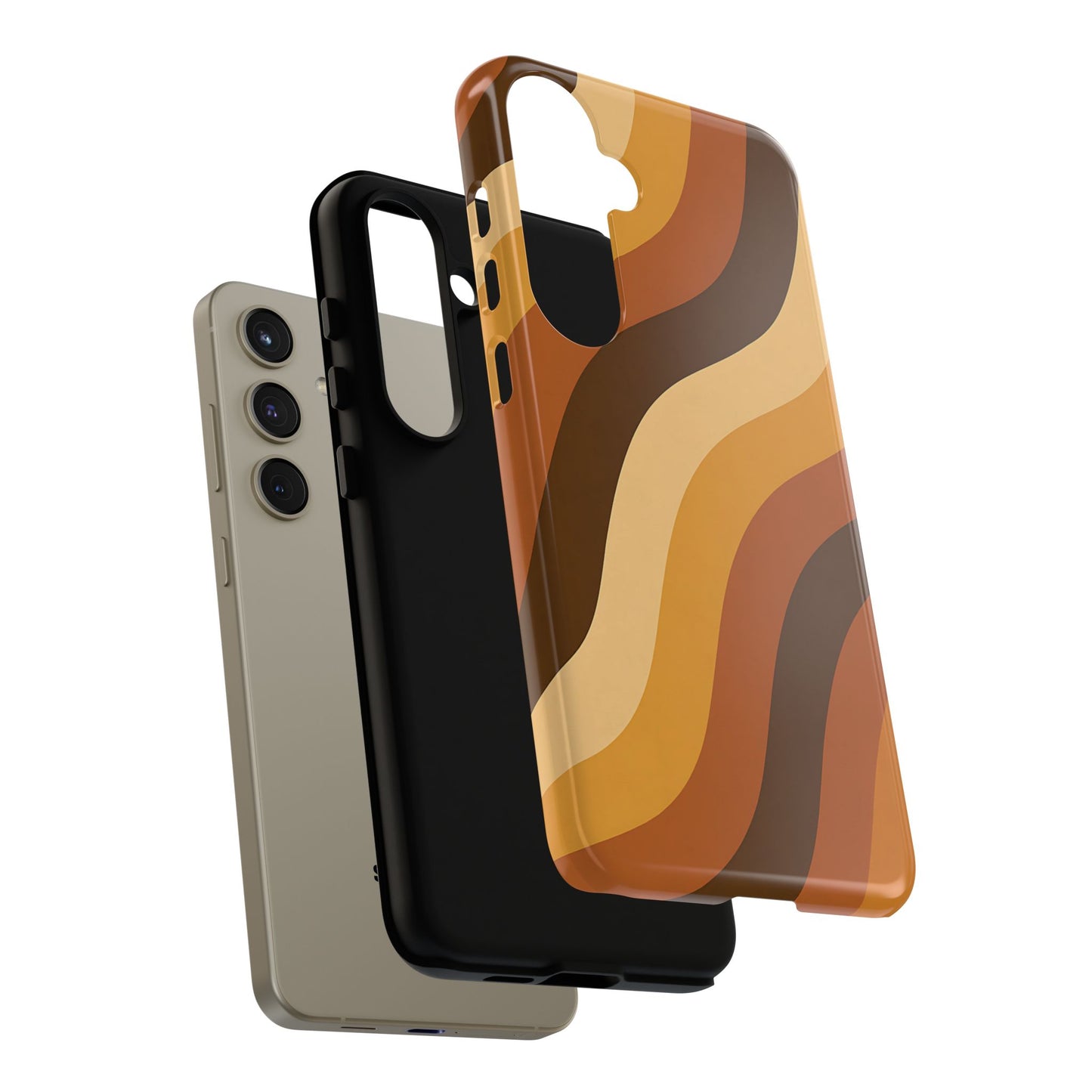 Retro Wave Stripes iPhone Case – 70s-Inspired Earth Tone Swirl Design