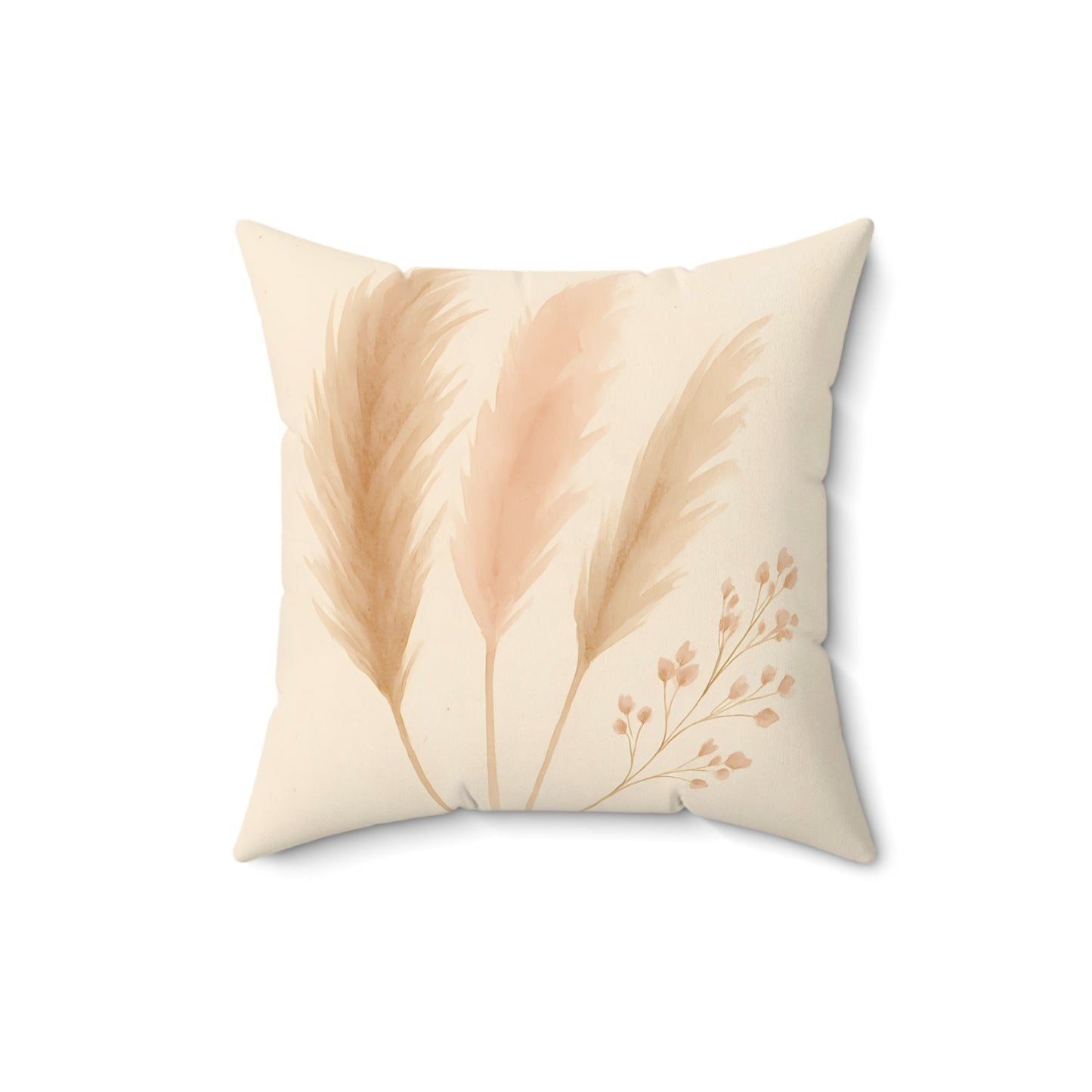 Neutral Pampas Grass Throw Pillow - Minimalist Boho Decorative Cushion with Double-Sided Print
