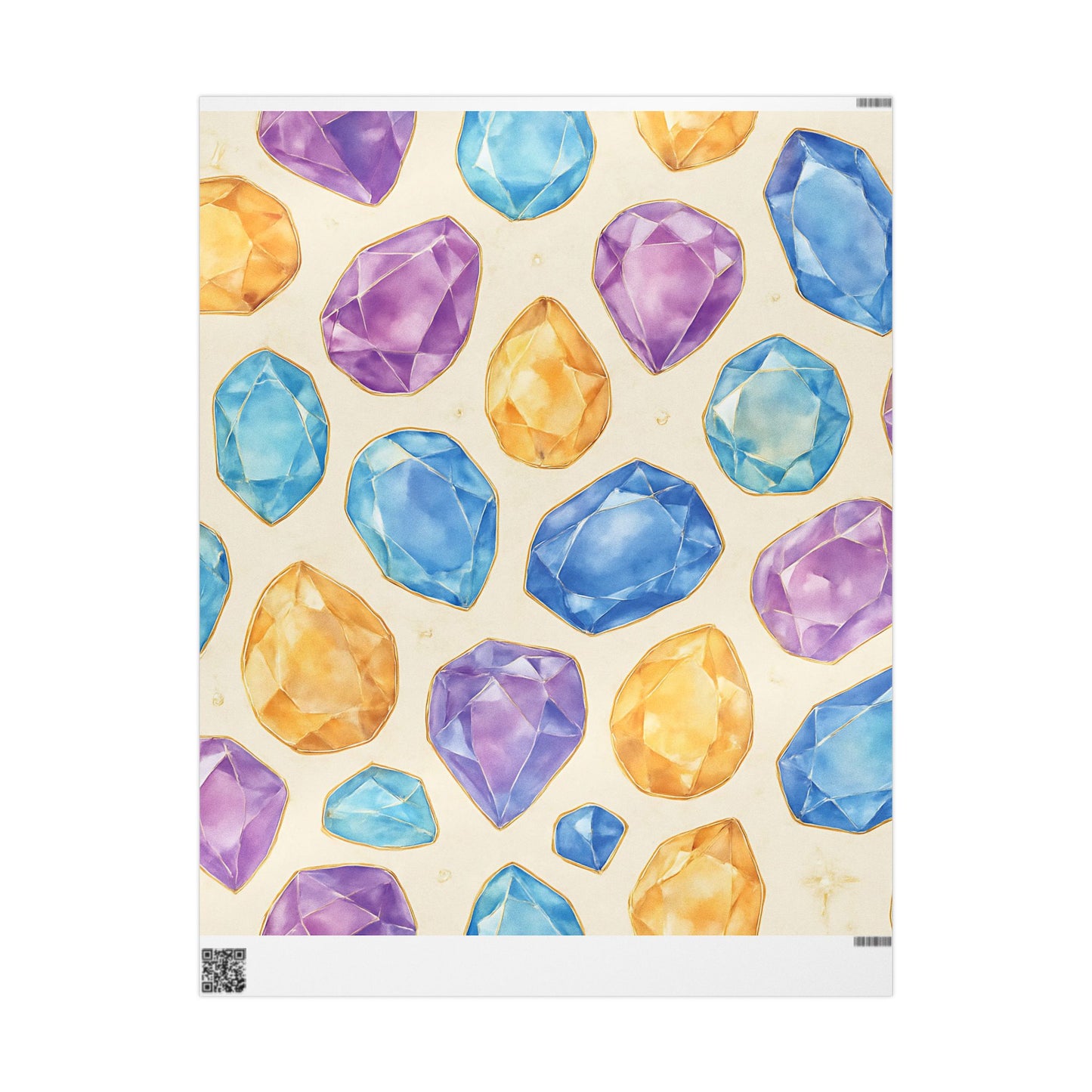 Colorful Gemstone Wrapping Paper – Luxury Gift Wrap with Jewel Print in Glossy or Matte Finish.