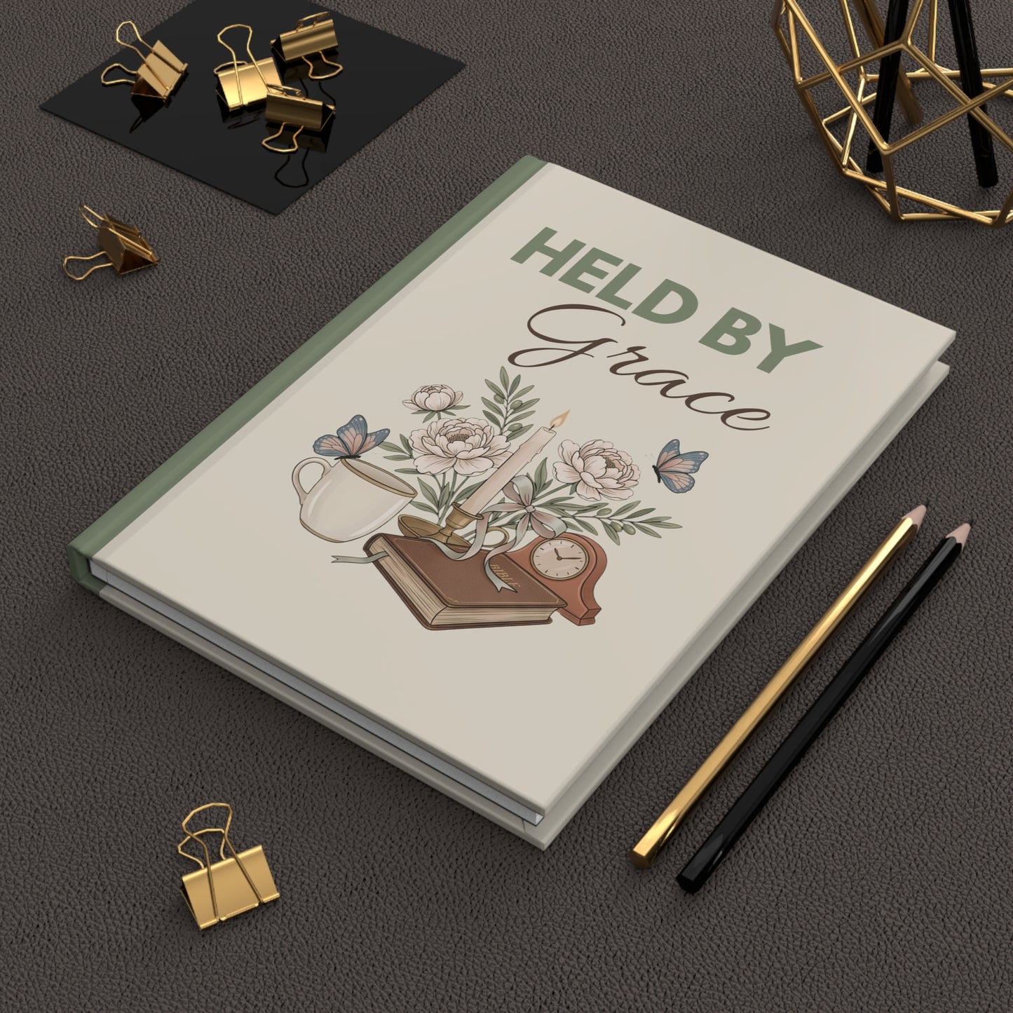 Held by Grace Hardcover Journal — Floral Inspirational Notebook for Prayer, Reflection & Gratitude