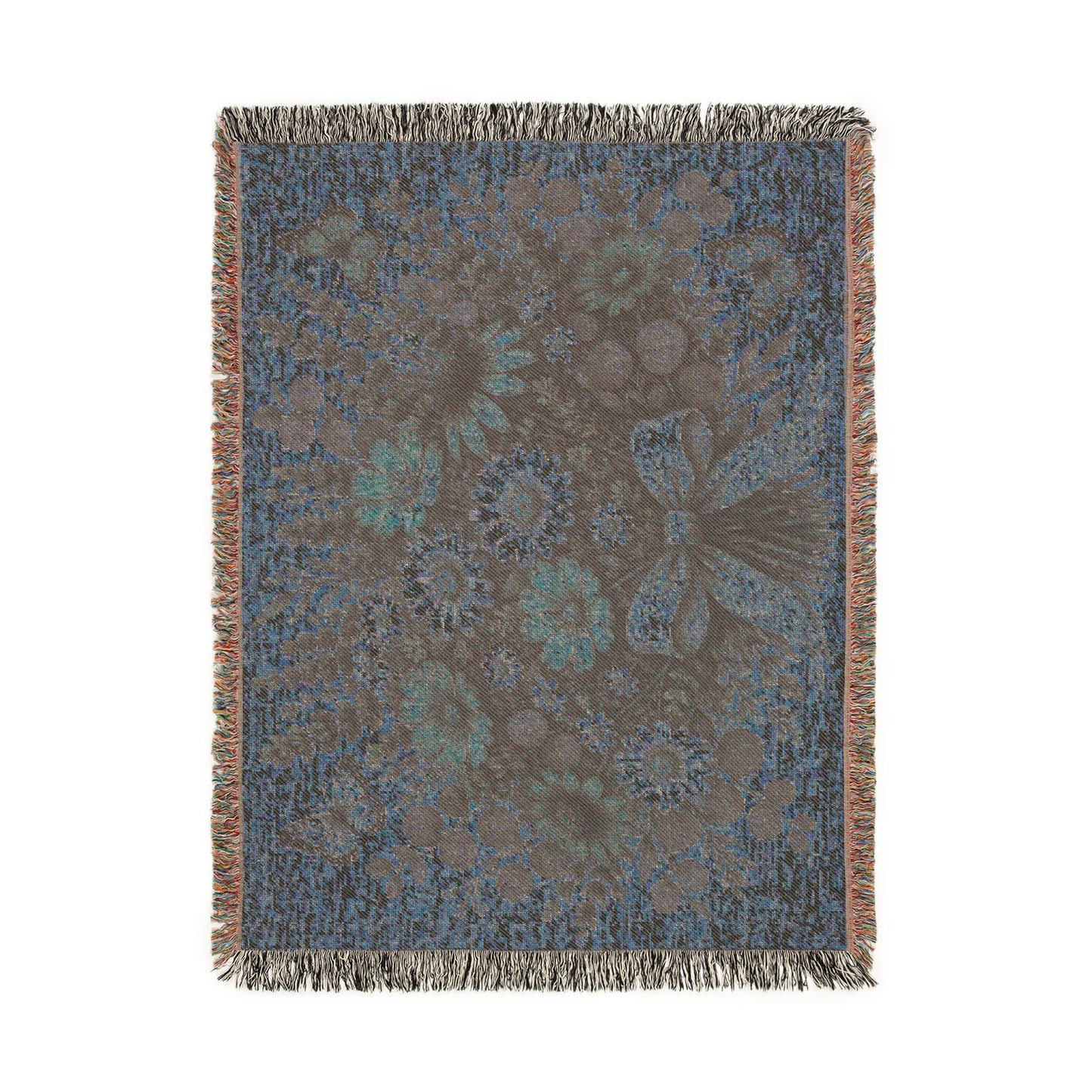 Floral Bouquet Woven Blanket — Vintage Tapestry Throw