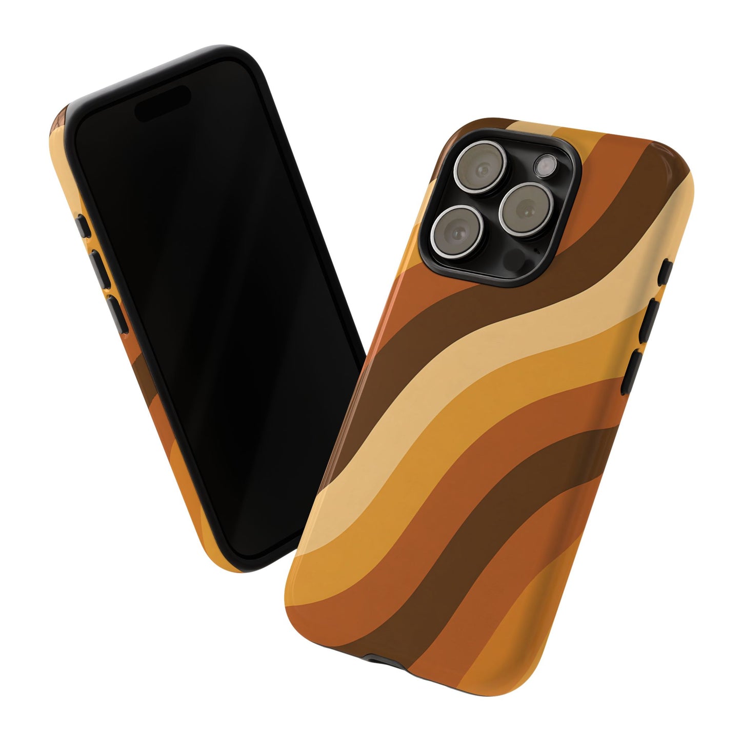 Retro Wave Stripes iPhone Case – 70s-Inspired Earth Tone Swirl Design