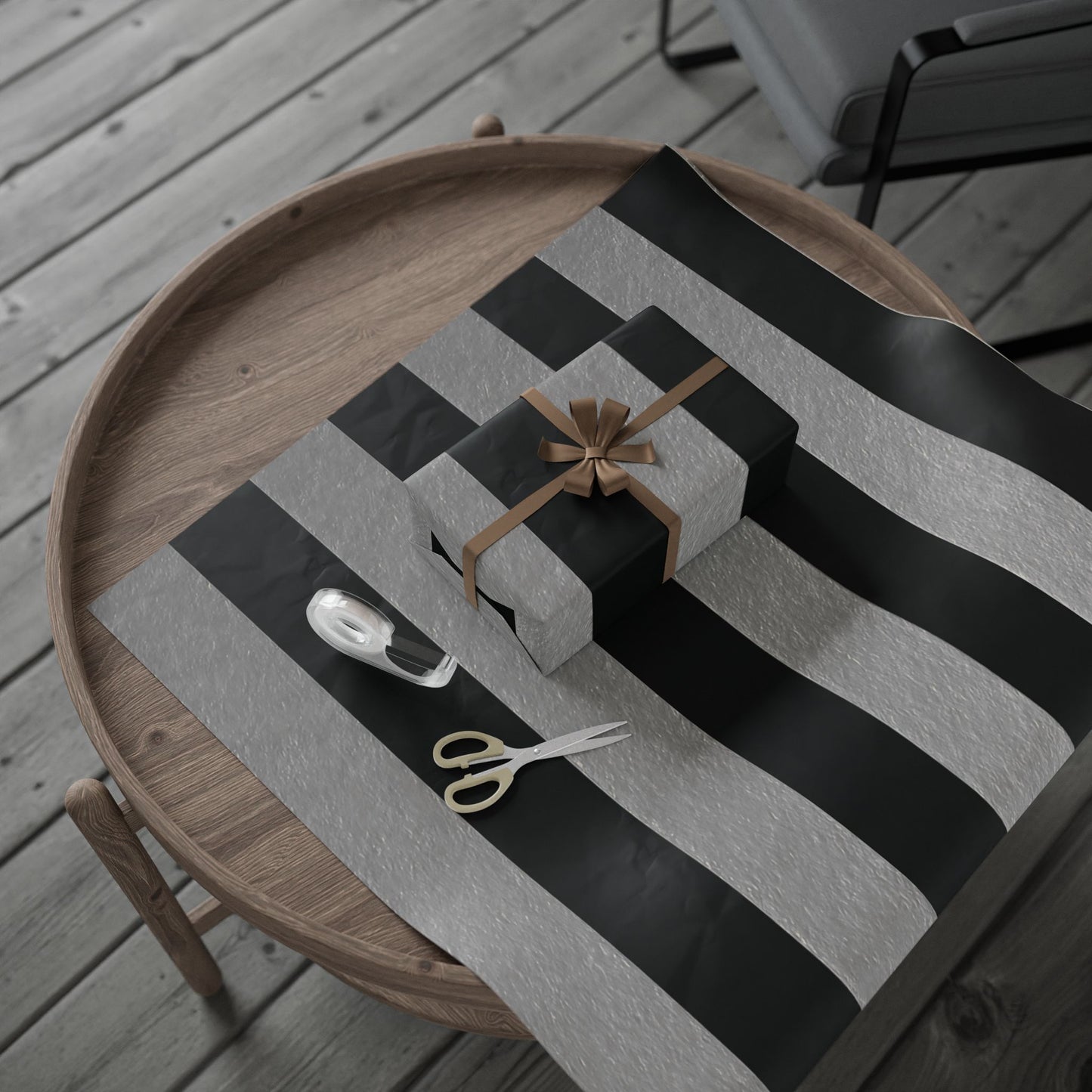 Black and Silver Striped Luxury Wrapping Paper – Glossy or Matte Finish, Durable 90gsm
