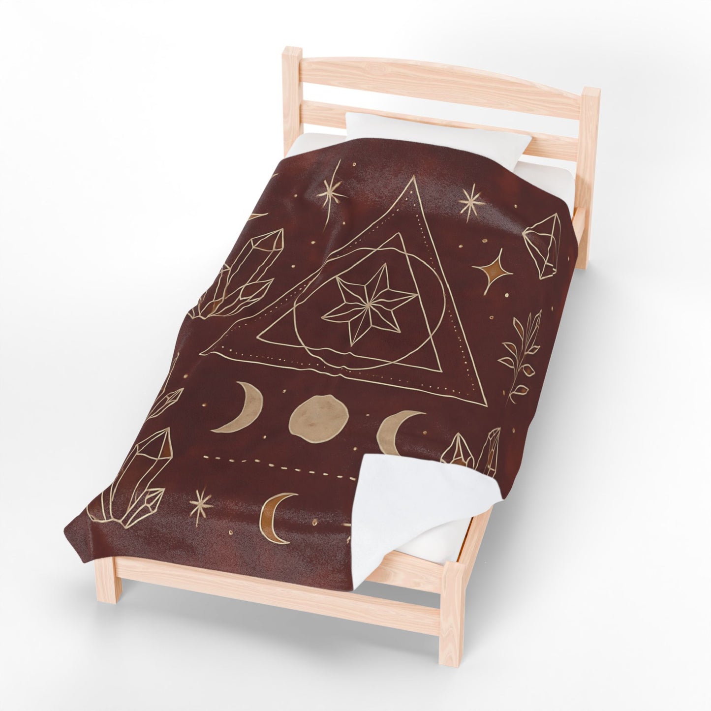 Mystic Celestial Crystal Plush Blanket – Boho Geometric Velveteen Throw for Adults