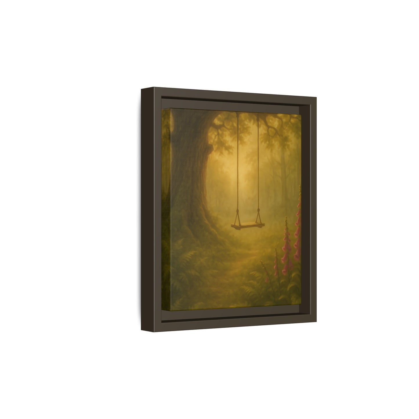 Golden Forest Swing – Framed Matte Canvas Woodland Wall Art