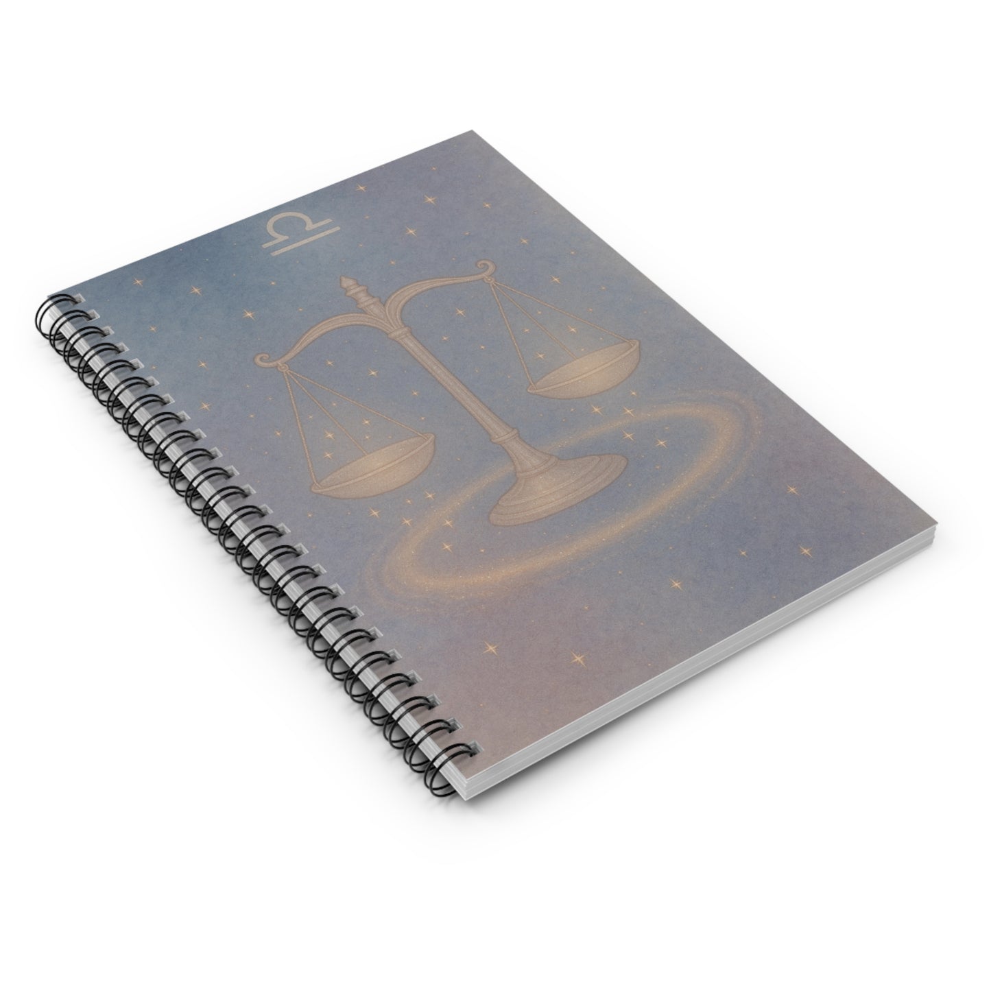 Libra Zodiac Galaxy Spiral Notebook – Celestial Astrology Journal with Balanced Scales Design (6" x 8", 118 Pages)