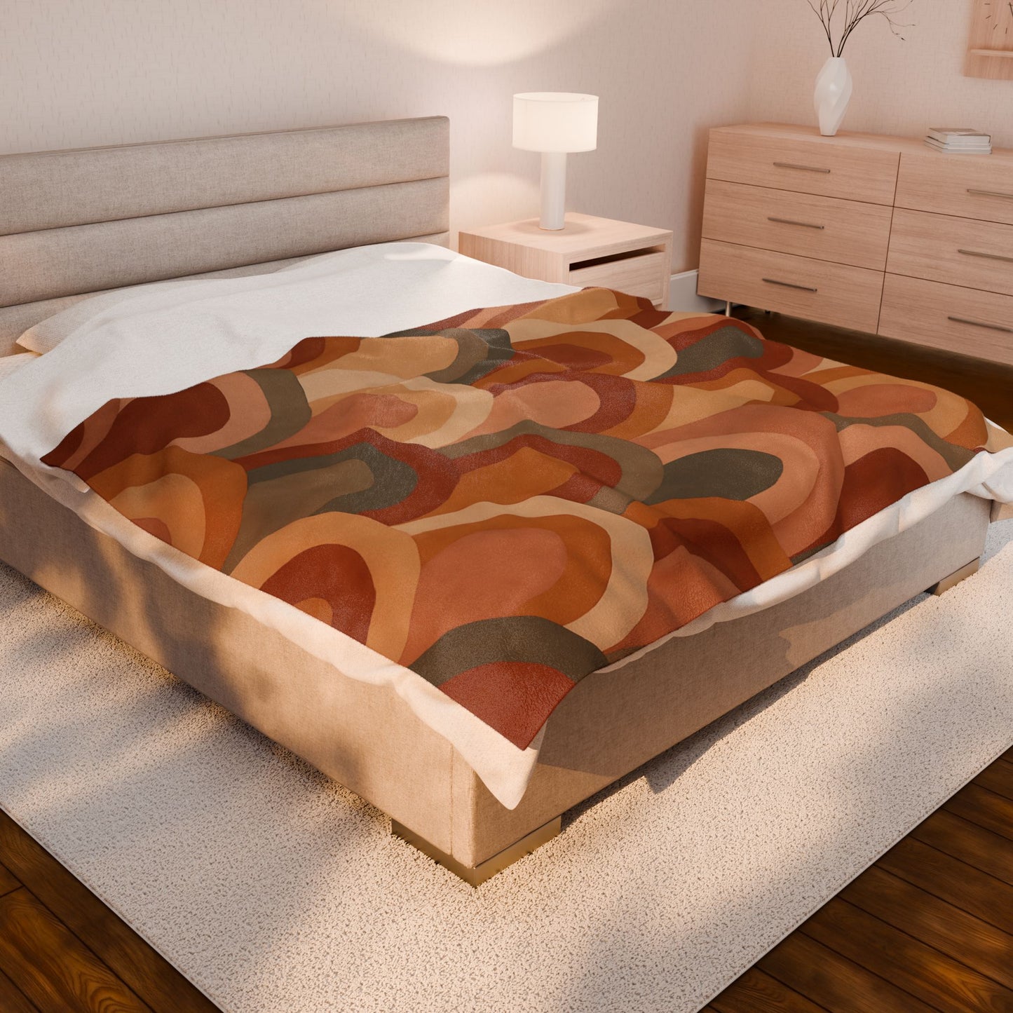 Retro Earth-Tone Rainbow Arch Velveteen Plush Blanket