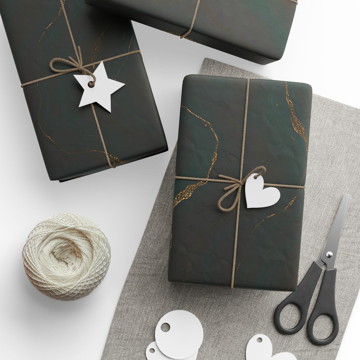 Emerald & Gold Marble Wrapping Paper – Luxurious Stone-Inspired Gift Wrap in Glossy or Matte Finish