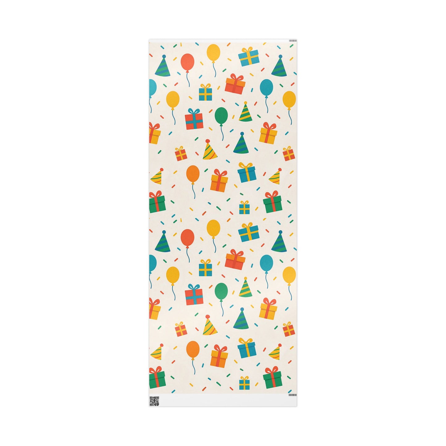 Colorful Birthday Party Wrapping Paper – Balloons, Gifts & Confetti on Cream Background