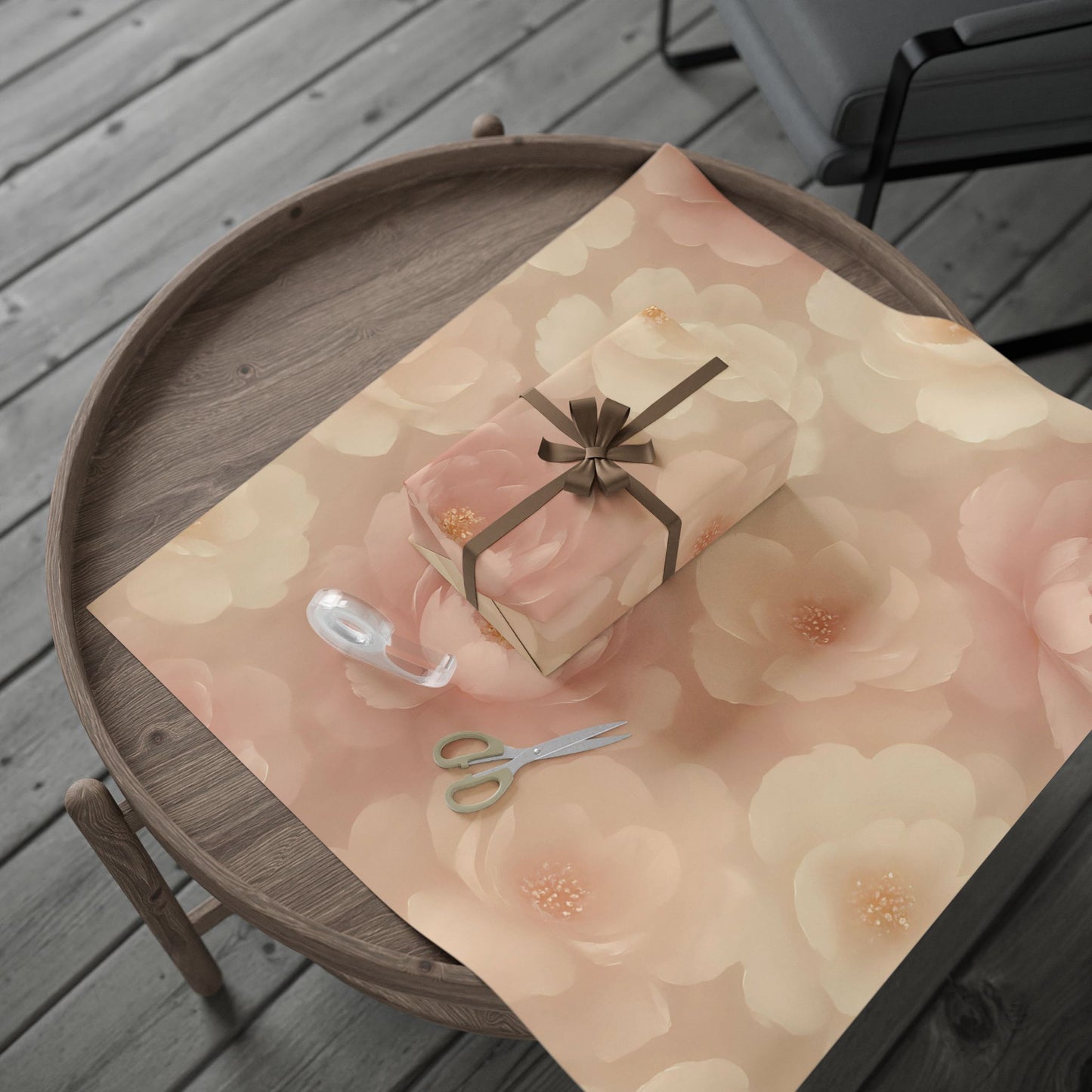 Blush Peony Bloom Wrapping Paper – Luxurious Floral Gift Wrap in Glossy or Matte Finish