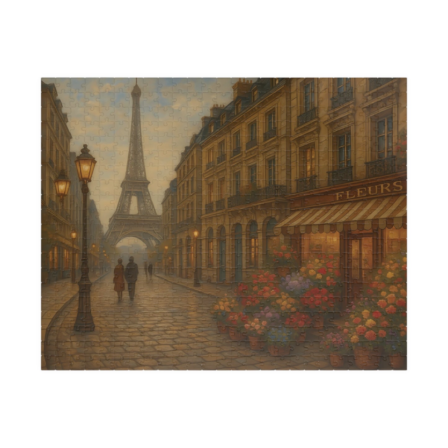 Paris Evening Stroll Puzzle – Eiffel Tower & Flower Shop Scene