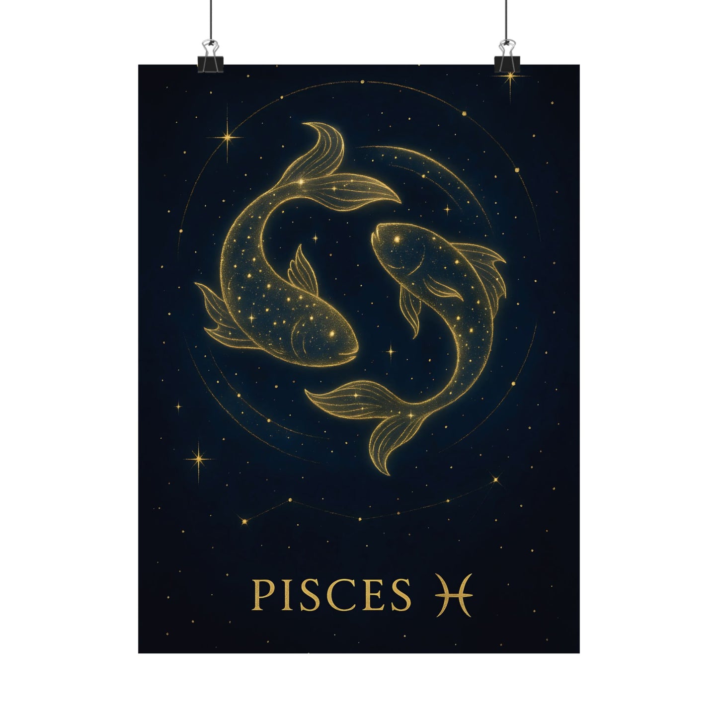 Pisces Zodiac Constellation Matte Poster – Celestial Two Fish Astrology Wall Art Print (Multiple Sizes)