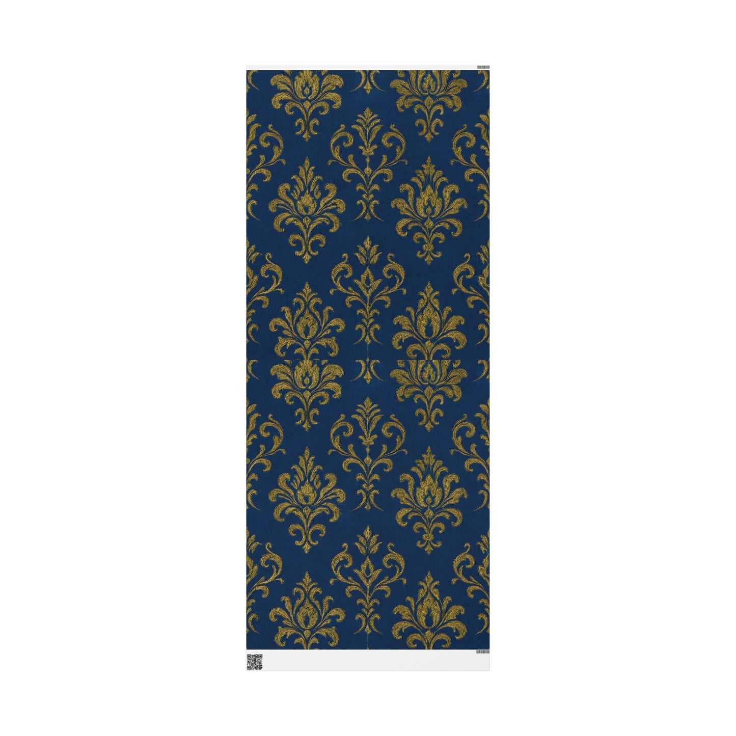 Royal Blue & Gold Damask Wrapping Paper – Elegant Luxury Gift Wrap in Glossy or Matte Finish