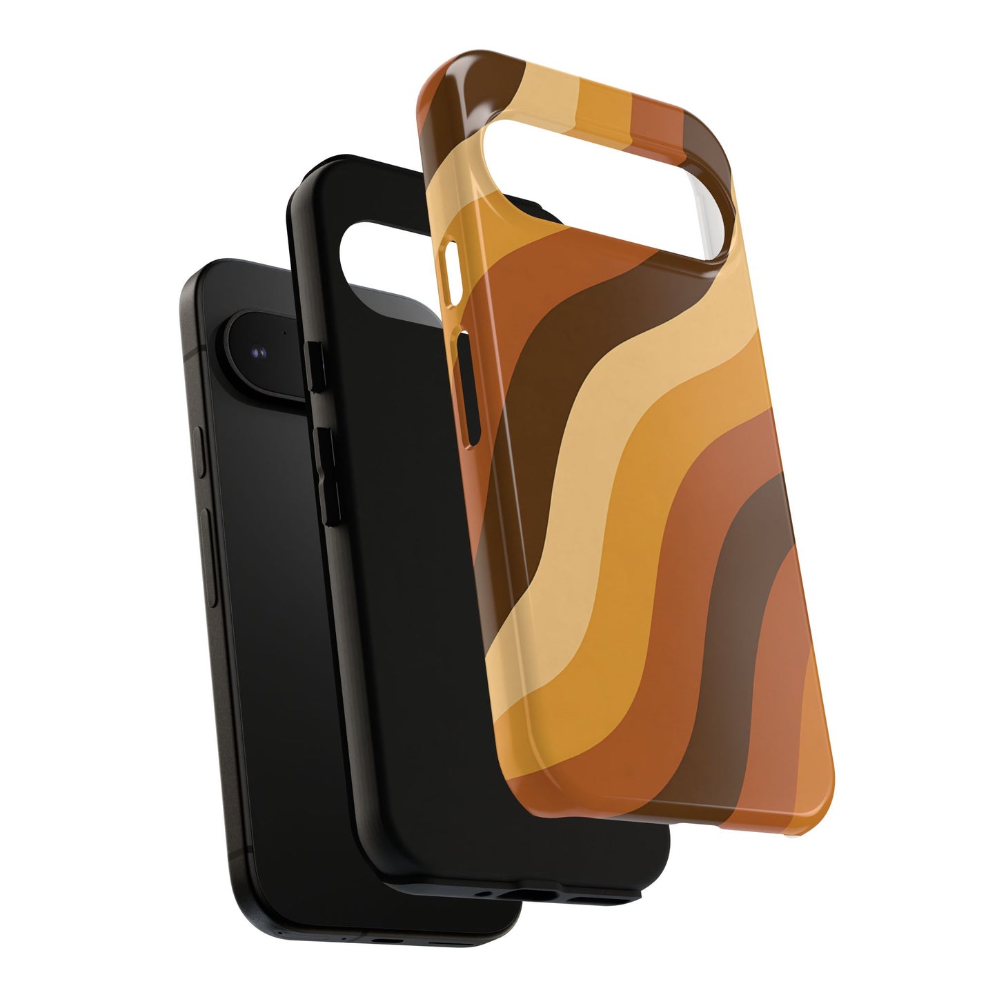 Retro Wave Stripes iPhone Case – 70s-Inspired Earth Tone Swirl Design