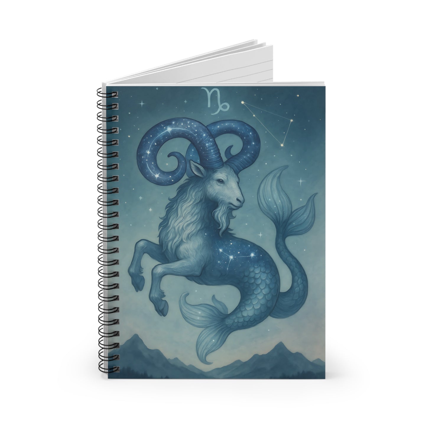 Capricorn Zodiac Galaxy Spiral Notebook – Celestial Sea Goat Astrology Journal (6" x 8", 118 Pages)