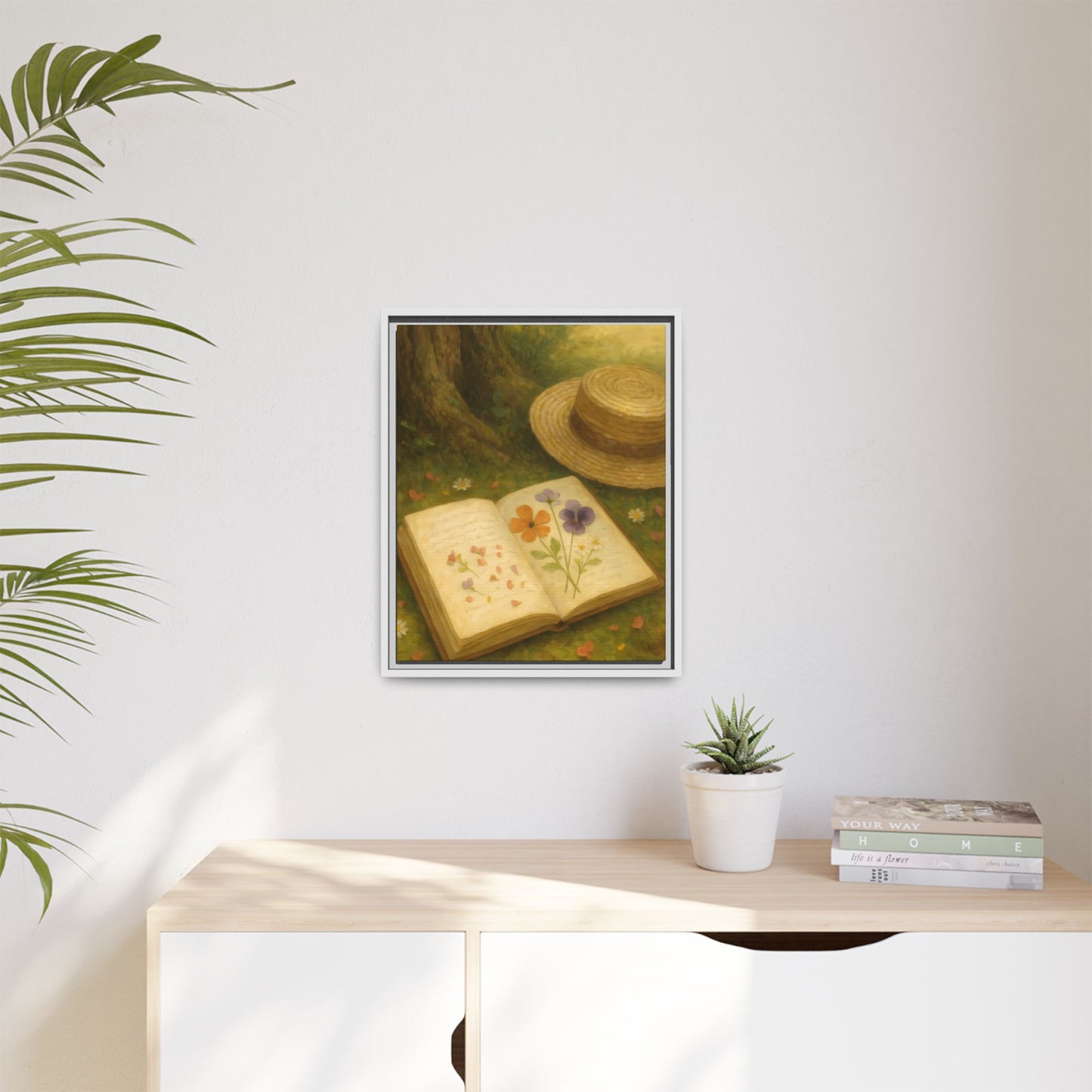 Pressed Flowers in the Shade – Framed Matte Canvas Nature Scene