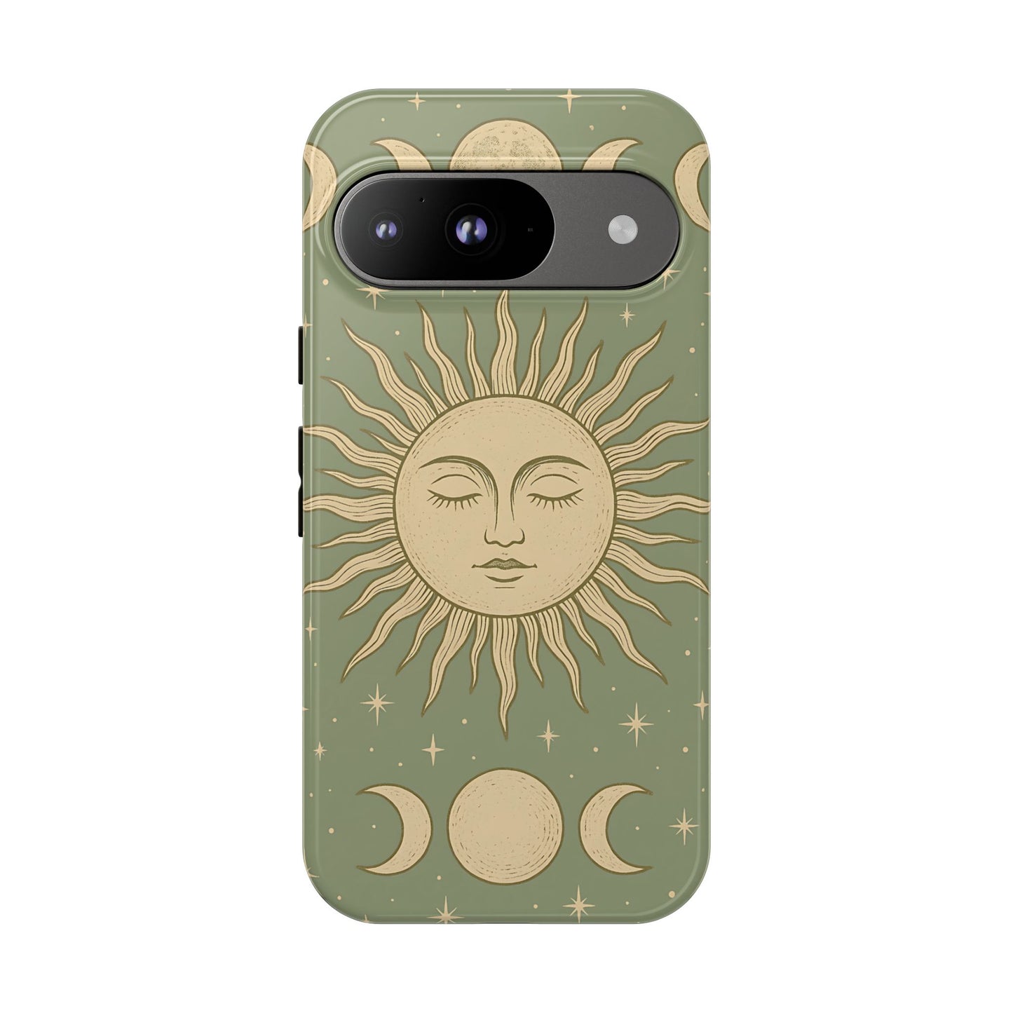 Boho Sun and Moon Phone Case – Protective Aesthetic Case with Wireless Charging Compatibility