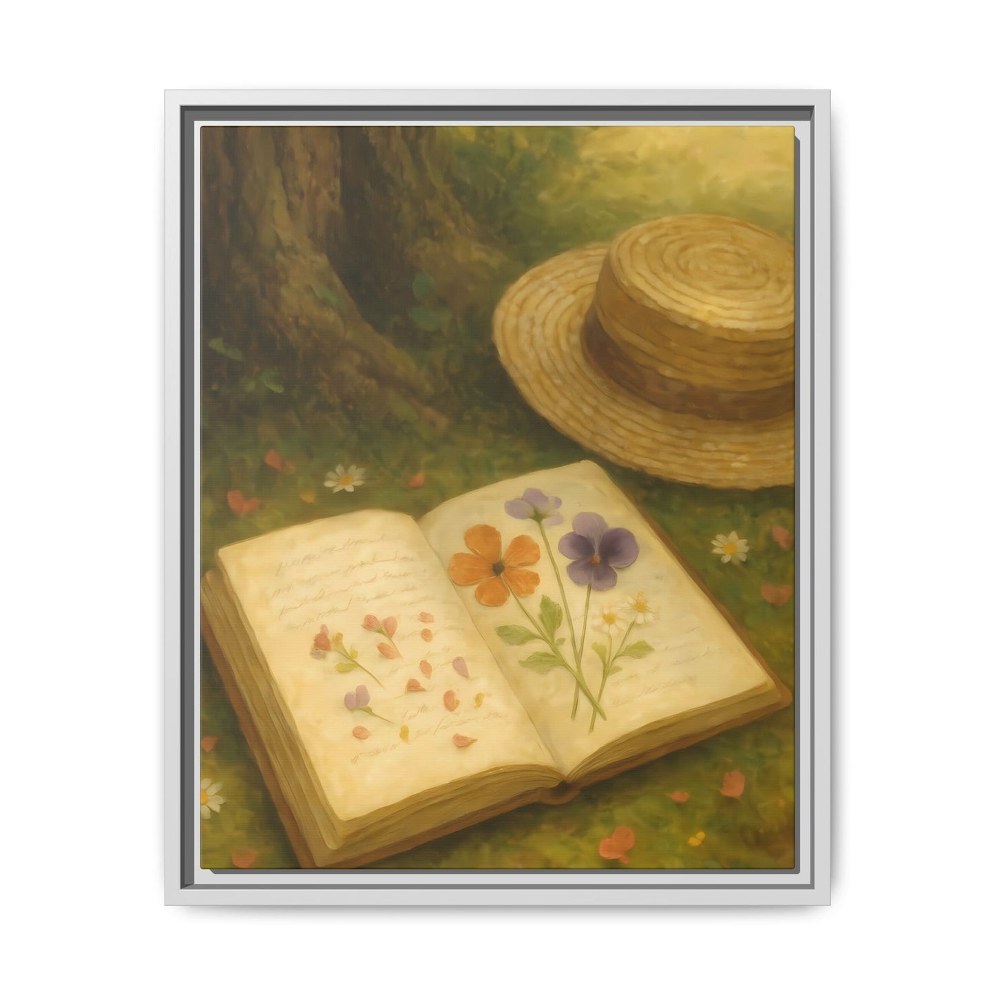 Pressed Flowers in the Shade – Framed Matte Canvas Nature Scene
