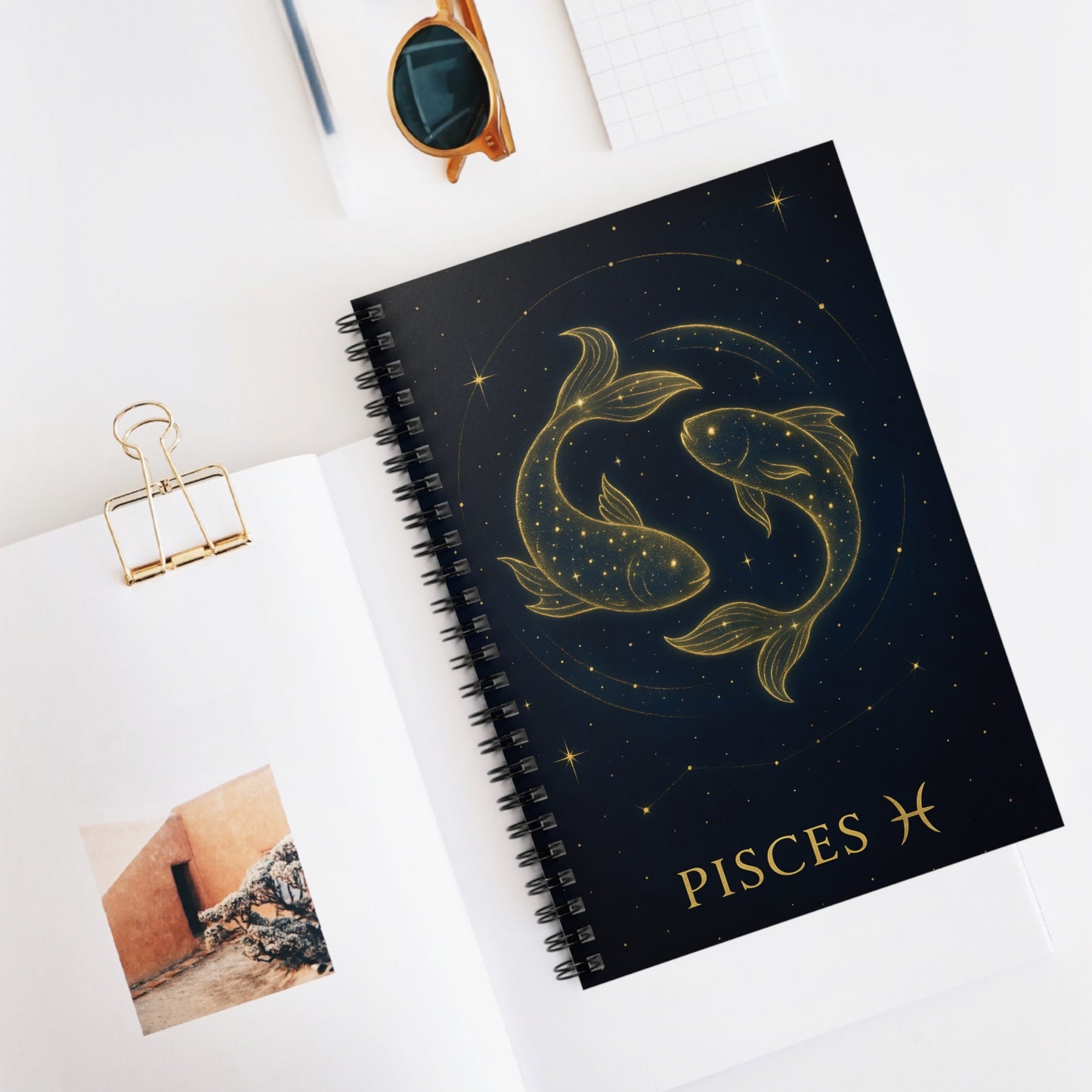 Pisces Zodiac Galaxy Spiral Notebook – Celestial Astrology Writing Journal (6" x 8", 118 Pages)