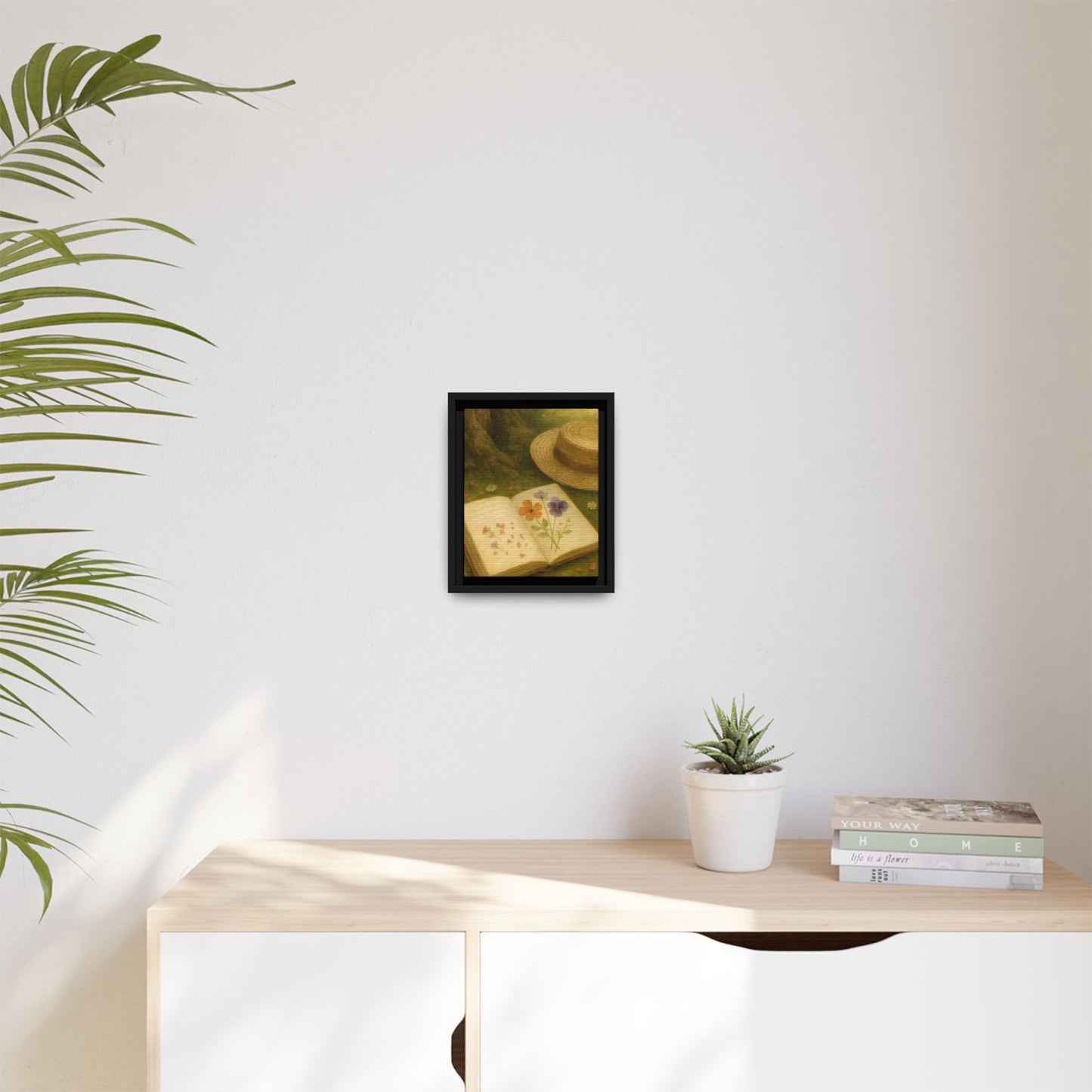 Pressed Flowers in the Shade – Framed Matte Canvas Nature Scene