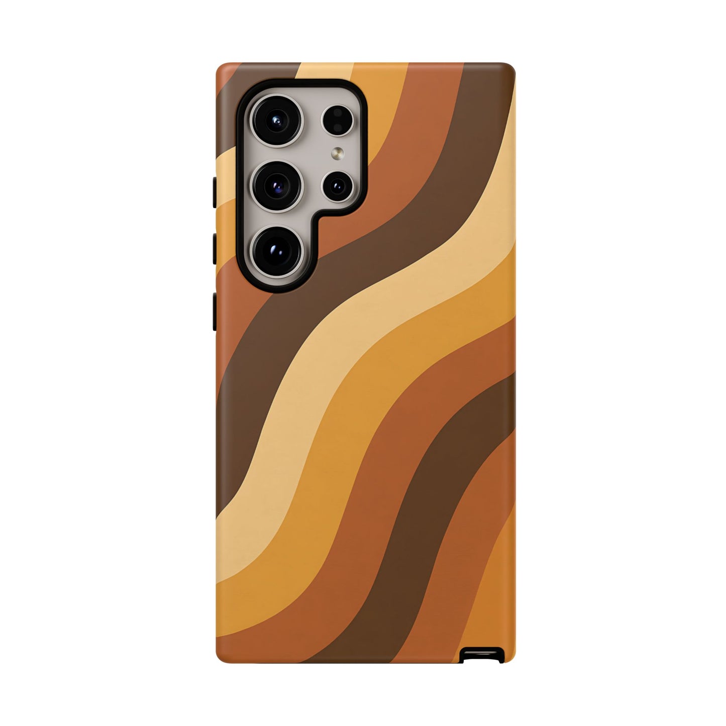 Retro Wave Stripes iPhone Case – 70s-Inspired Earth Tone Swirl Design