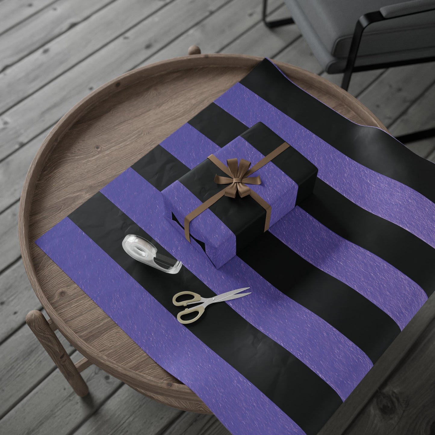 Black and Purple Striped Luxury Wrapping Paper – Glossy or Matte Finish, Durable 90gsm