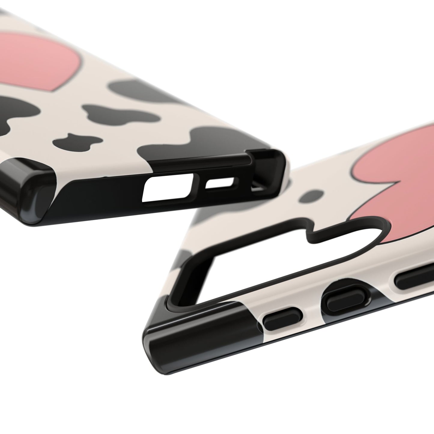 Cow Print Phone Case with Pink Heart – Bold & Cute Protective Cover