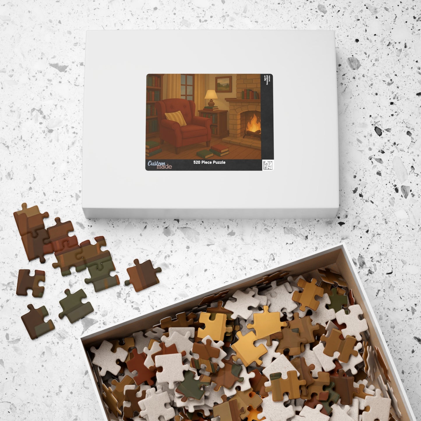 Cozy Reading Nook Jigsaw Puzzle – Fireplace & Armchair Scene