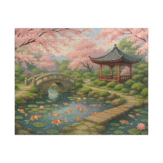 Tranquil Japanese Garden Puzzle – Koi Pond & Cherry Blossoms